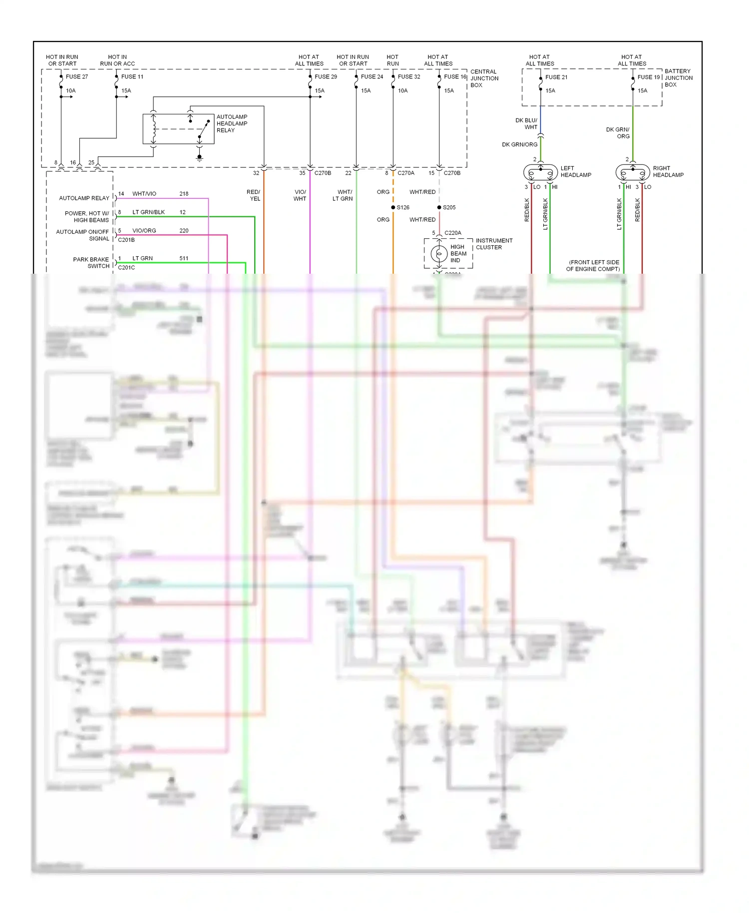 Ford Taurus IV (1999-2004) left headlamp wiring diagram  (1 of 5)