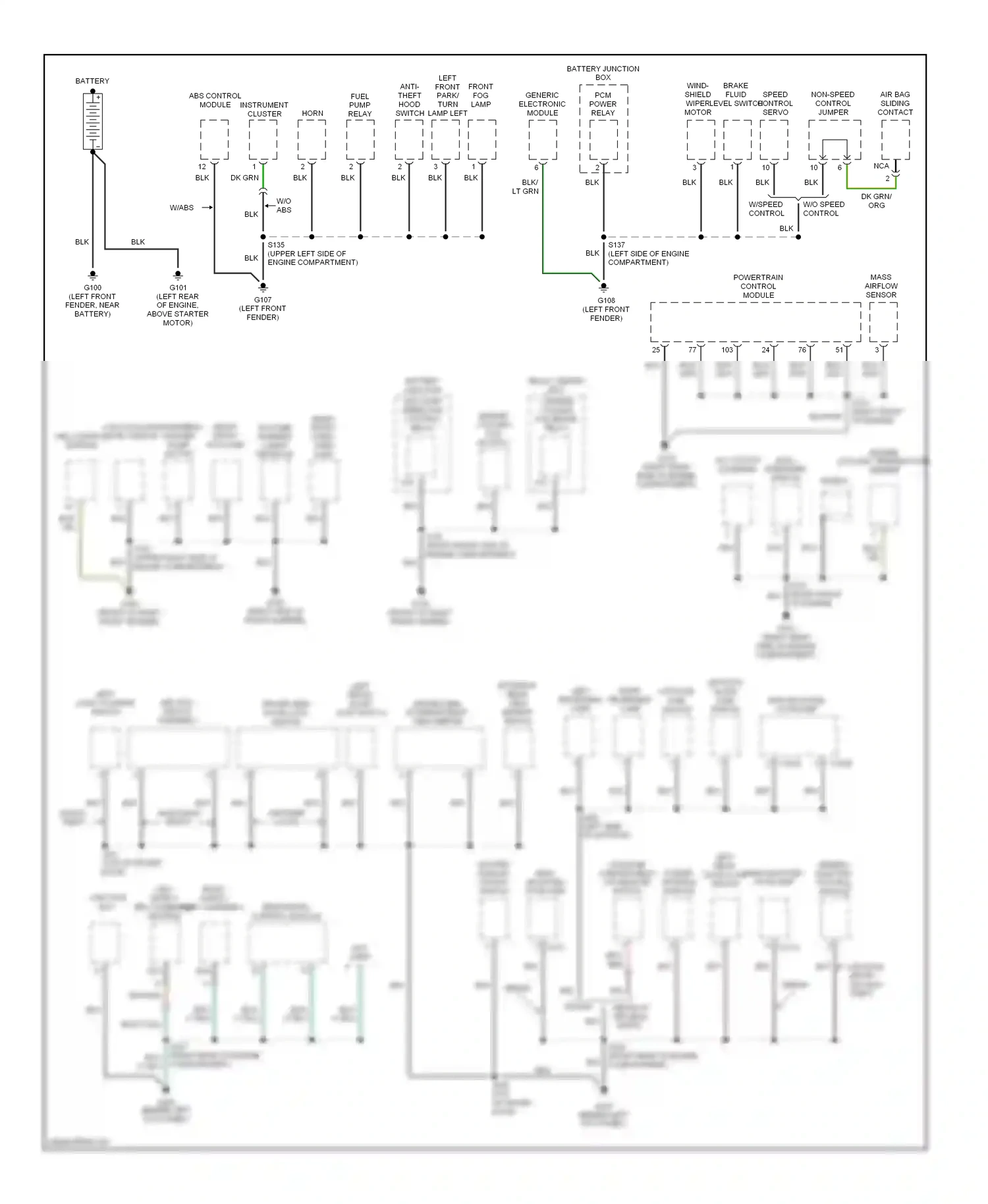 Ford Taurus IV (1999-2004) left lock cylinder switch wiring diagram  (2 of 2)
