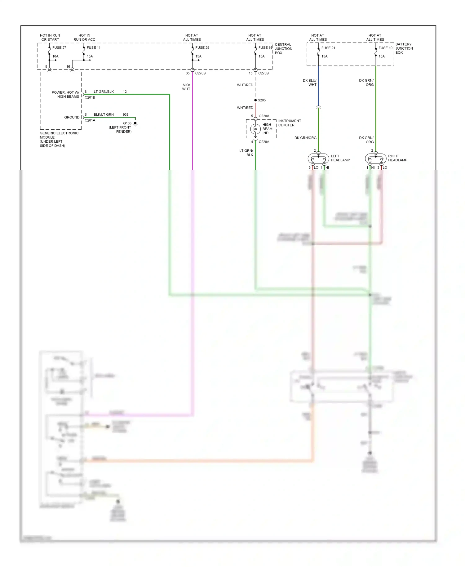 Ford Taurus IV (1999-2004) multi- function switch (flash to pass) wiring diagram  (4 of 4)