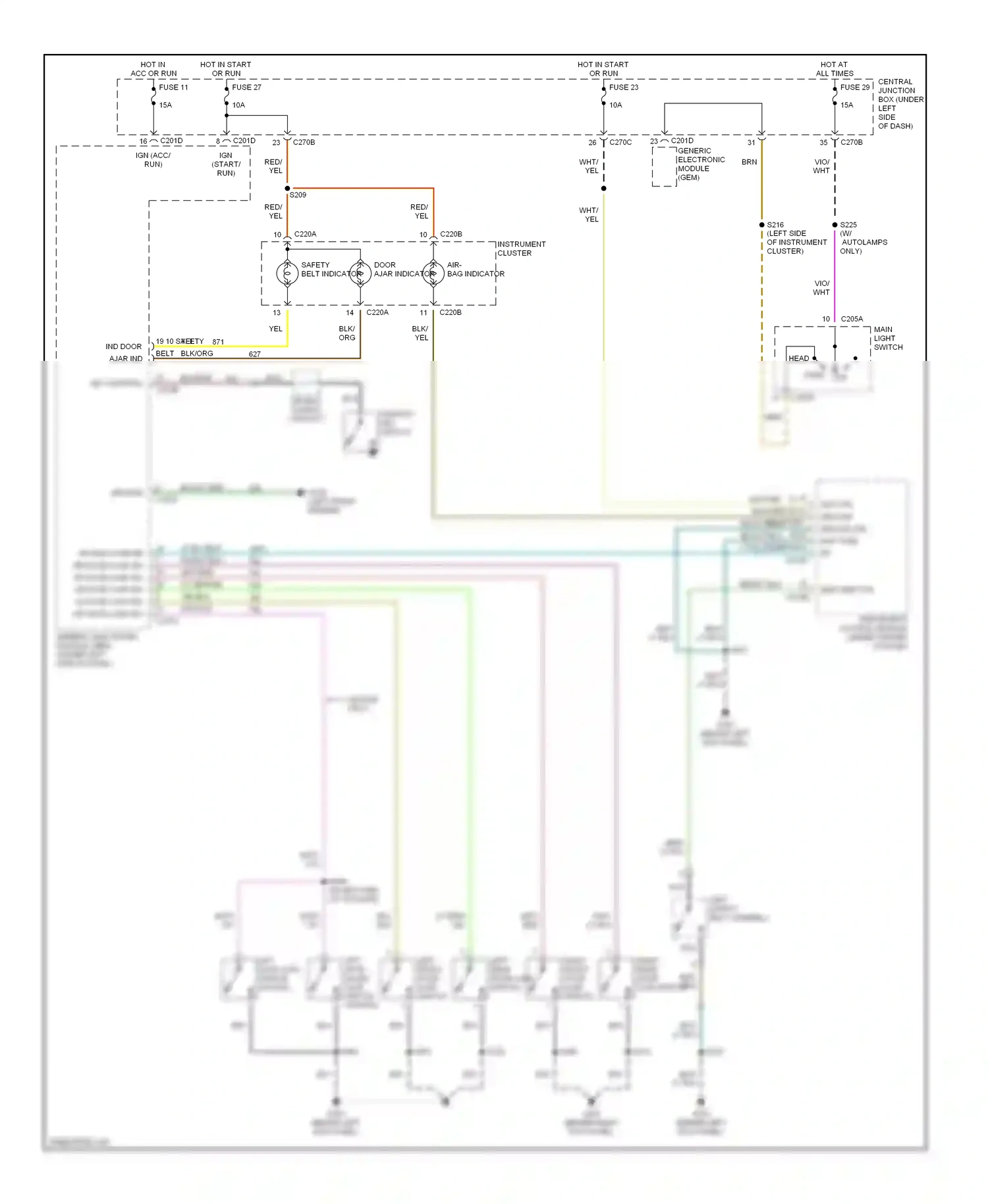 Ford Taurus IV (1999-2004) right front door ajar switch wiring diagram  (4 of 4)