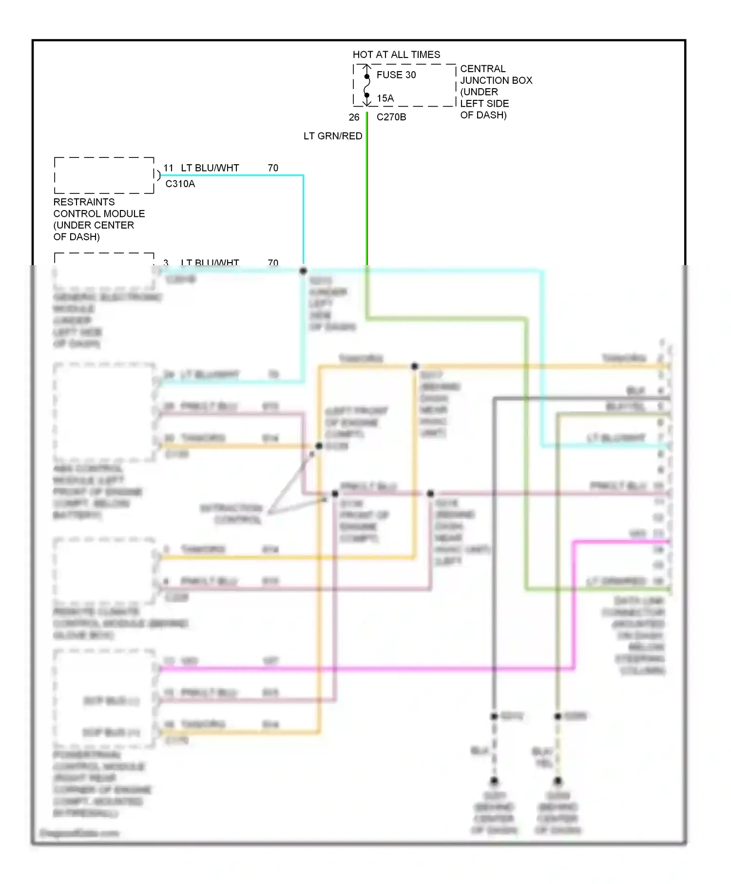 Ford Taurus IV (1999-2004) tan/org wiring diagram  (5 of 19)