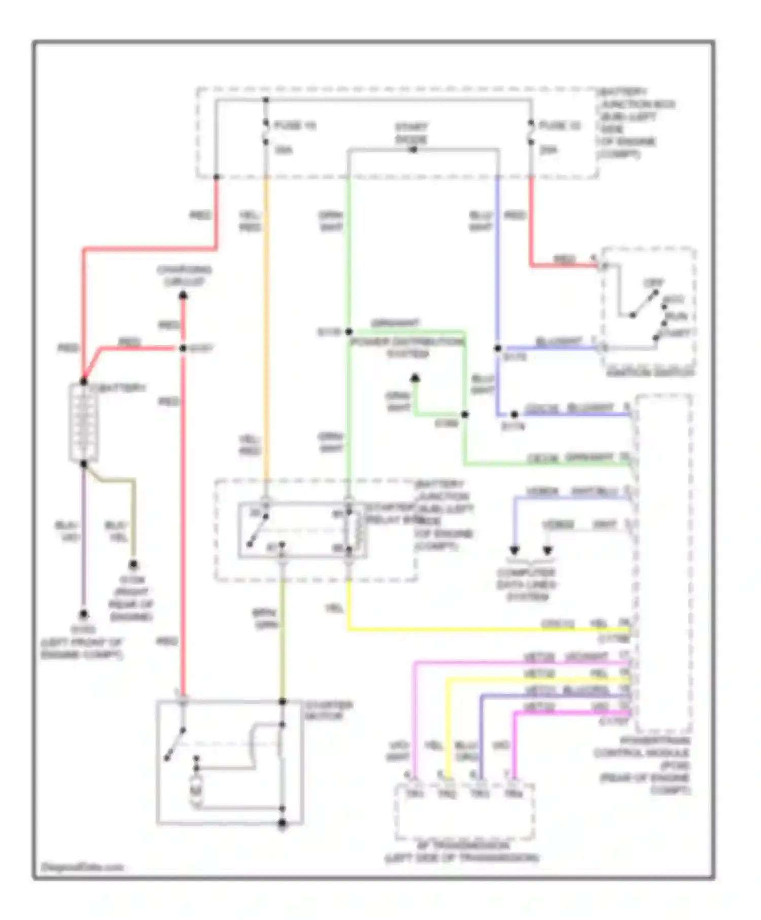 Wiring diagram ignition switch for Ford Taurus V (2007-2009)