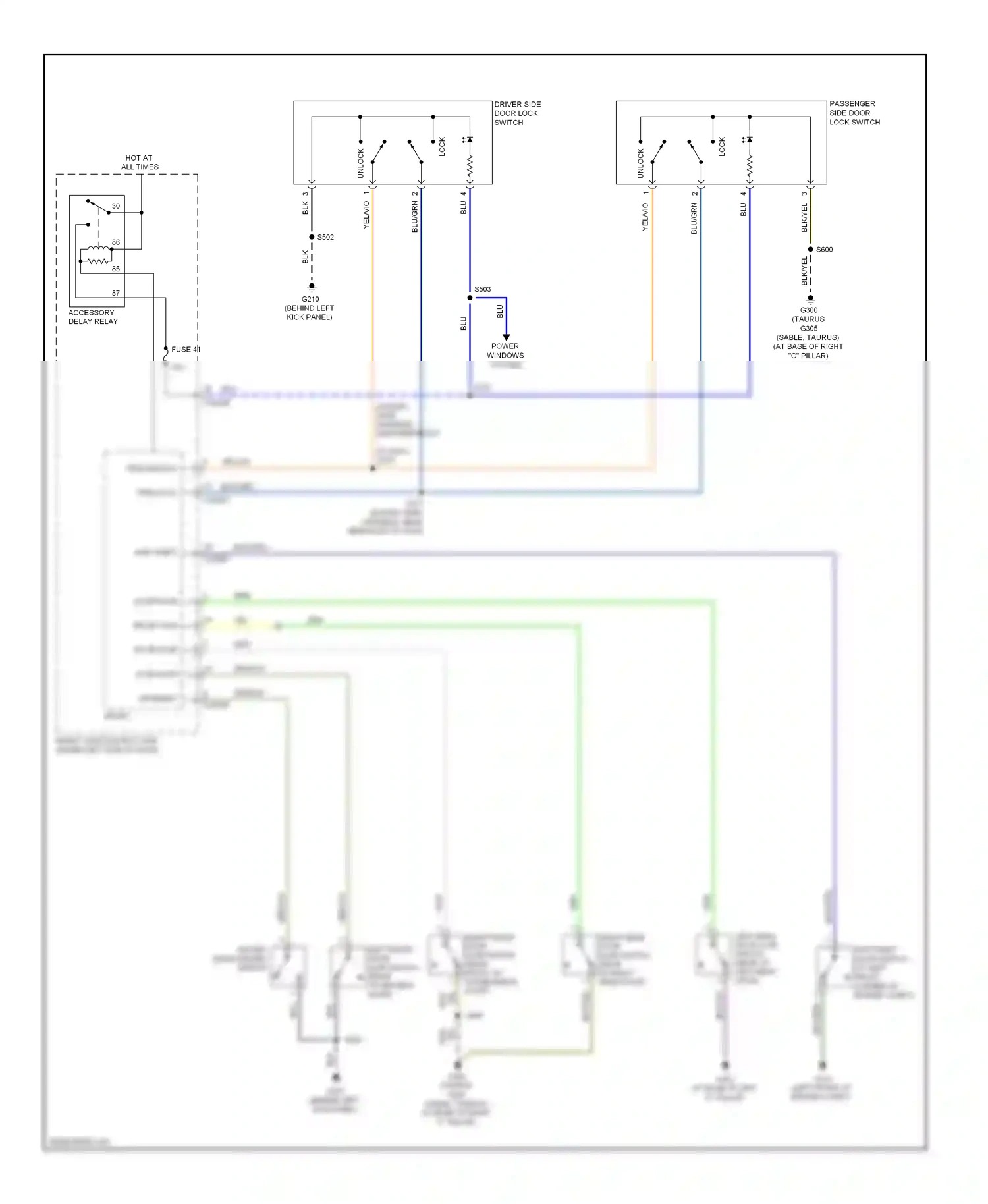 Ford Taurus V (2007-2009) (behind left kick panel) wiring diagram  (5 of 24)