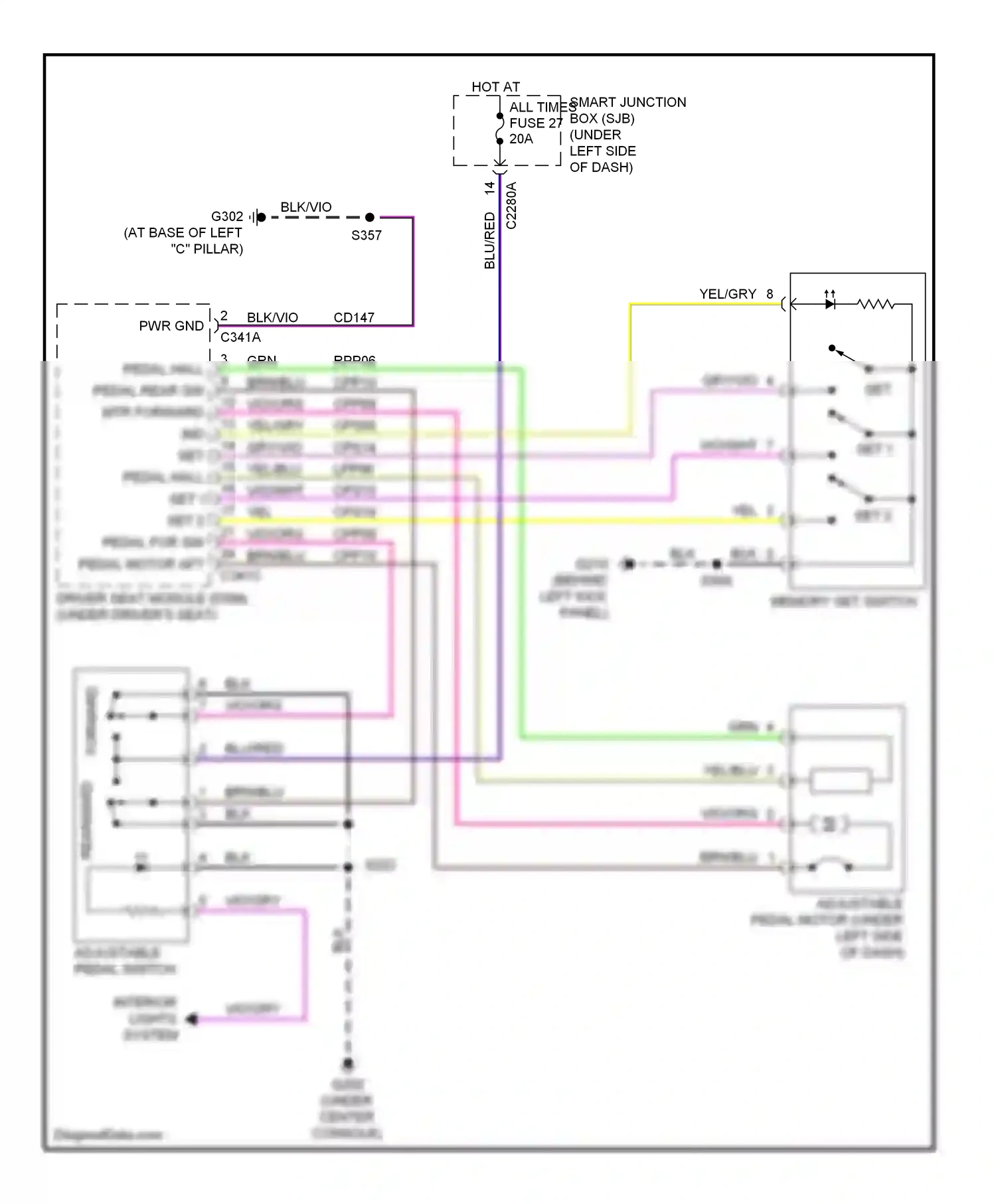 Ford Taurus V (2007-2009) (behind left kick panel) wiring diagram  (1 of 24)