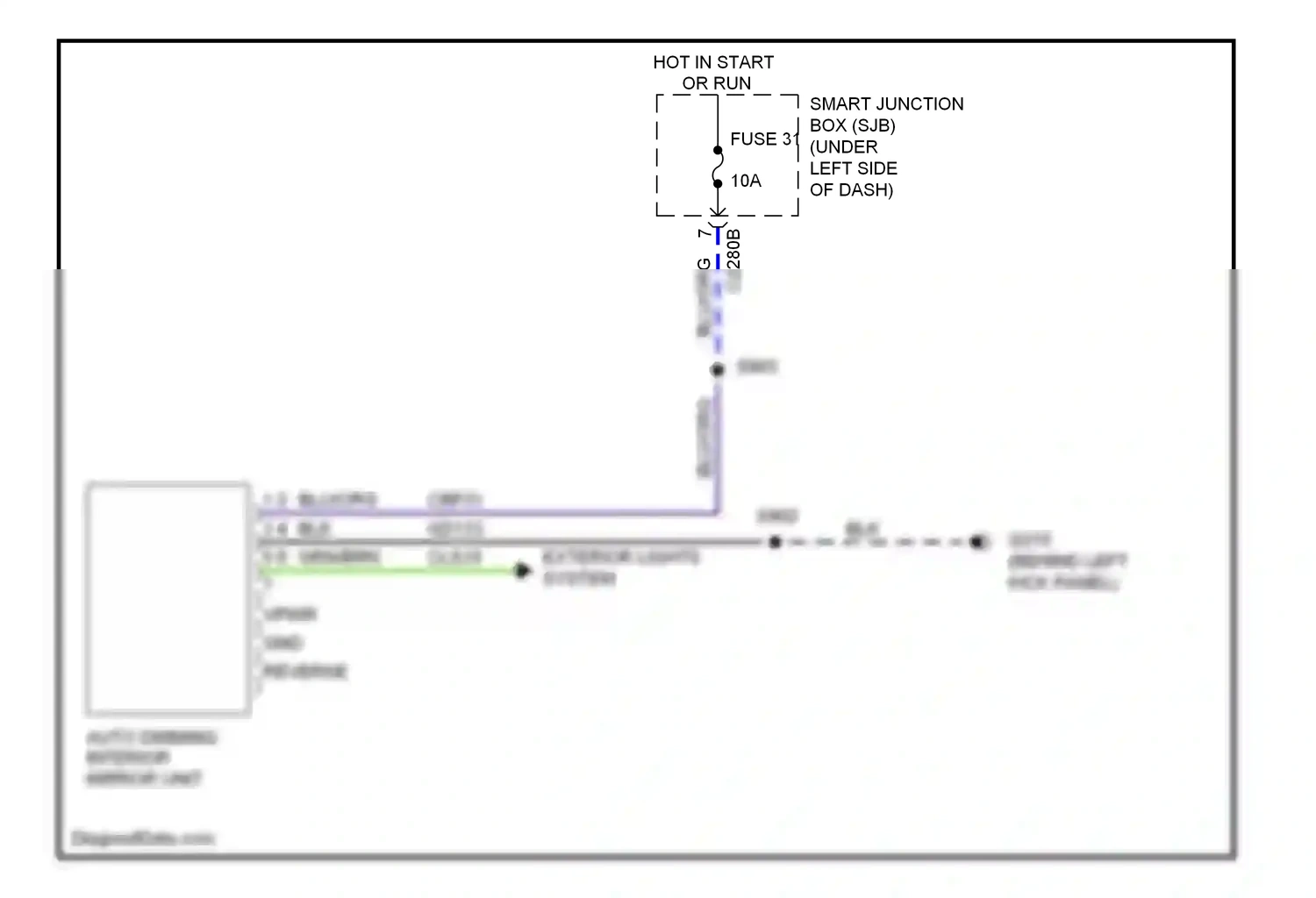Ford Taurus V (2007-2009) (behind left kick panel) wiring diagram  (12 of 24)