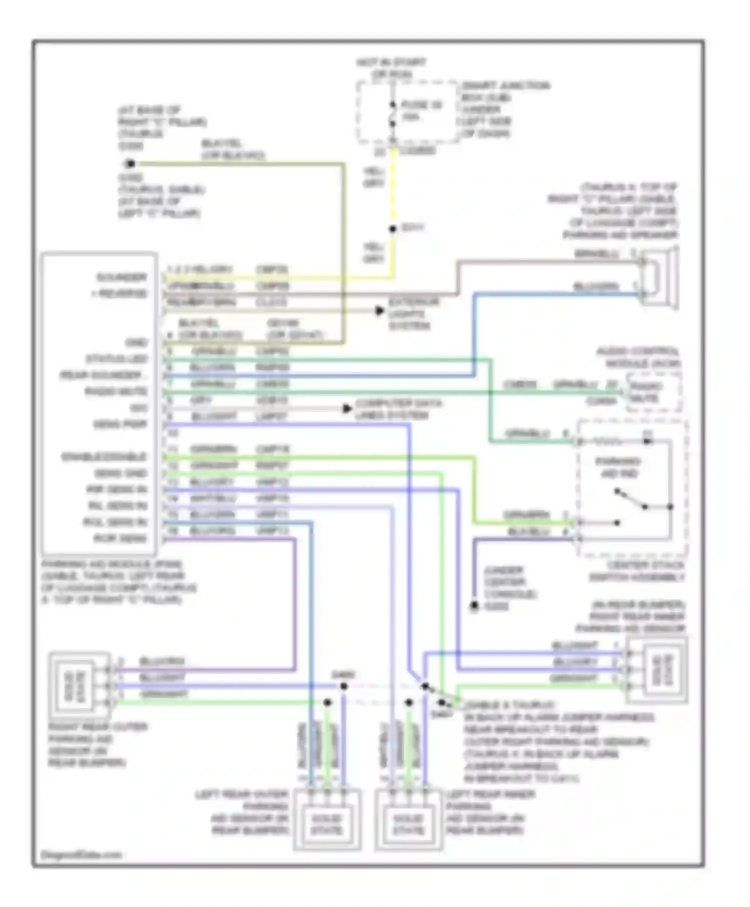 Wiring diagram center stack switch assembly for Ford Taurus V (2007-2009)