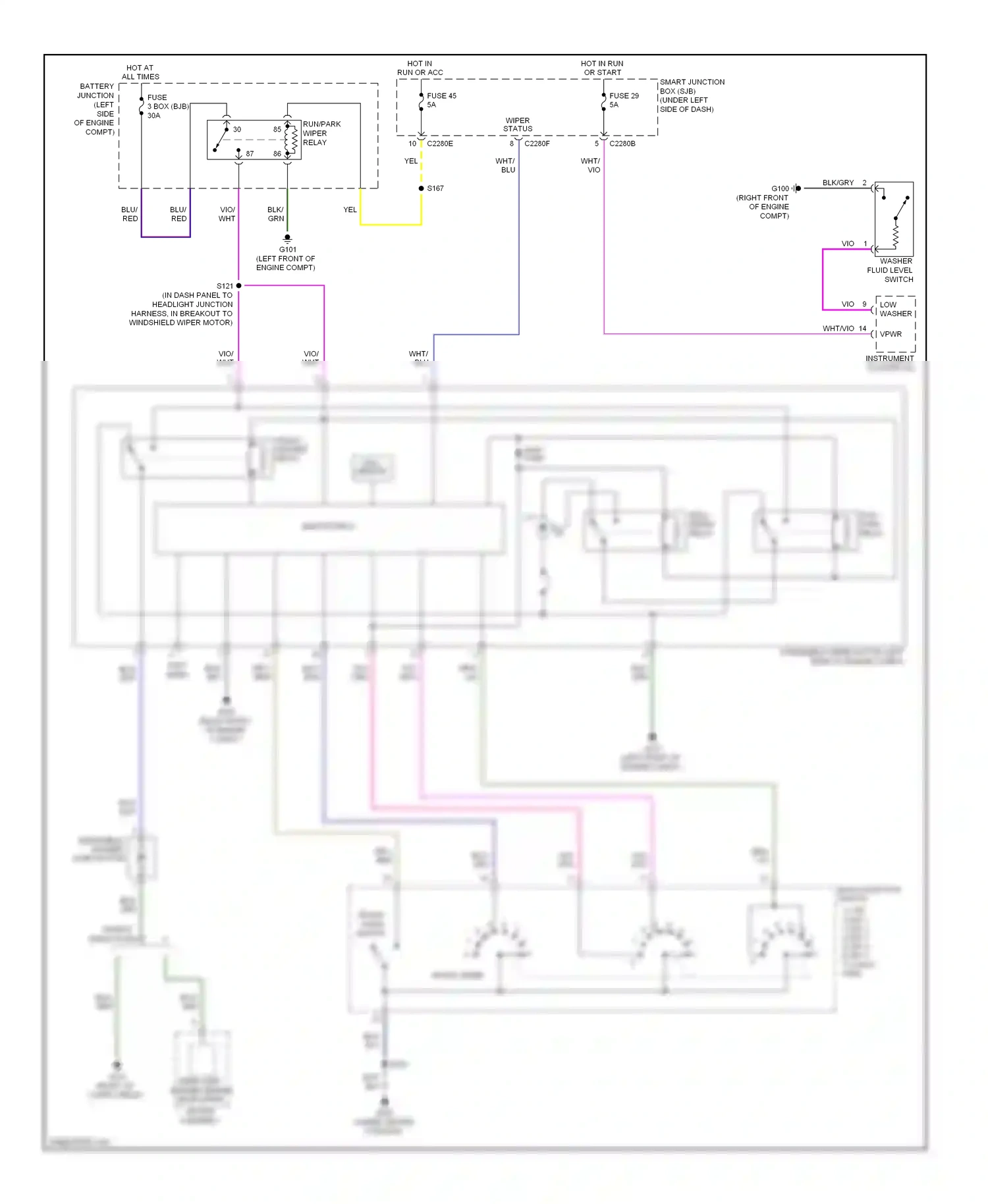 Ford Taurus V (2007-2009) front washer relay wiring diagram  (1 of 3)