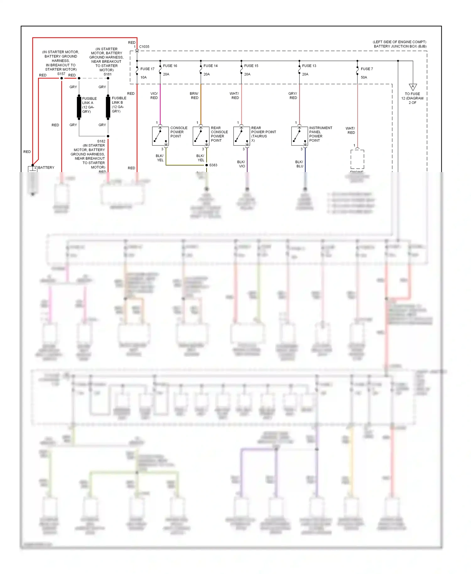 Ford Taurus V (2007-2009) fuse 9 wiring diagram  (2 of 2)