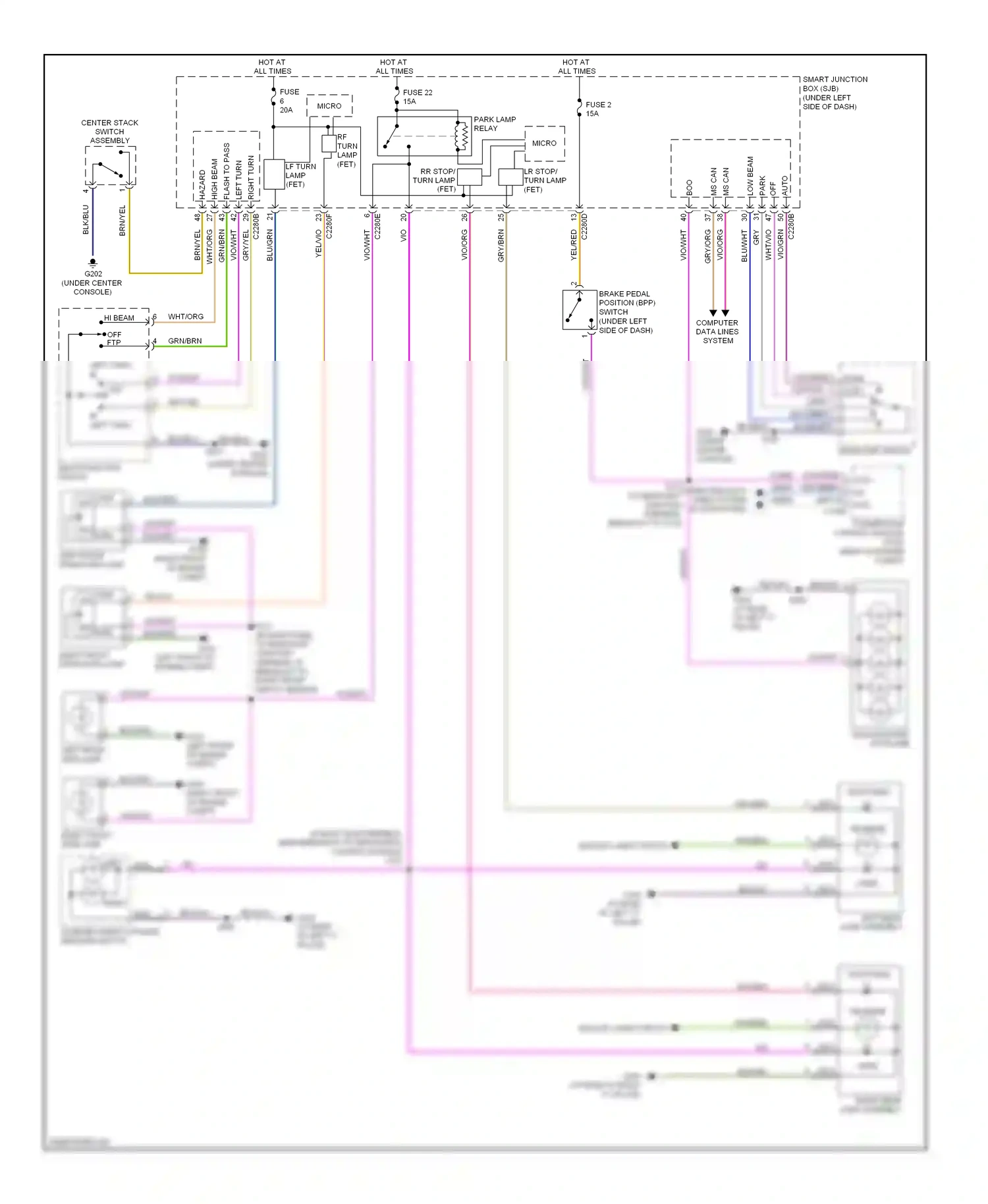 Ford Taurus V (2007-2009) multi- function switch wiring diagram  (1 of 6)