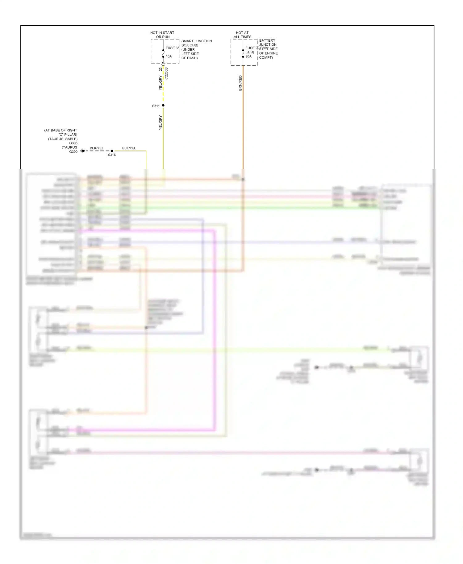 Ford Taurus V (2007-2009) pass high/low/off wiring diagram  (1 of 1)