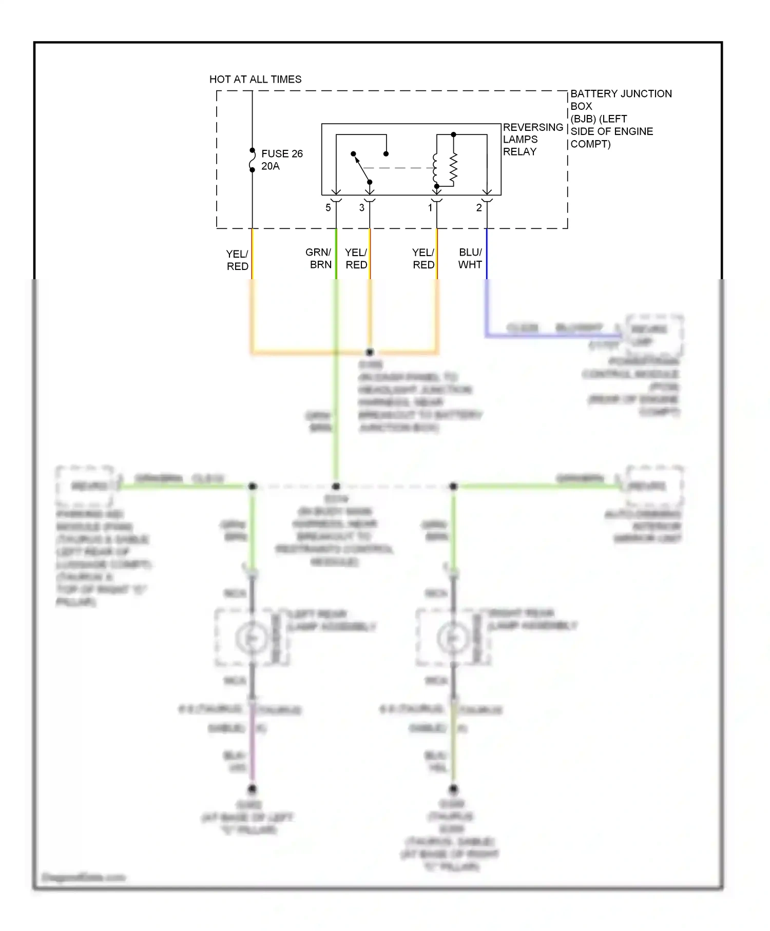 Ford Taurus V (2007-2009) right rear lamp assembly wiring diagram  (1 of 4)