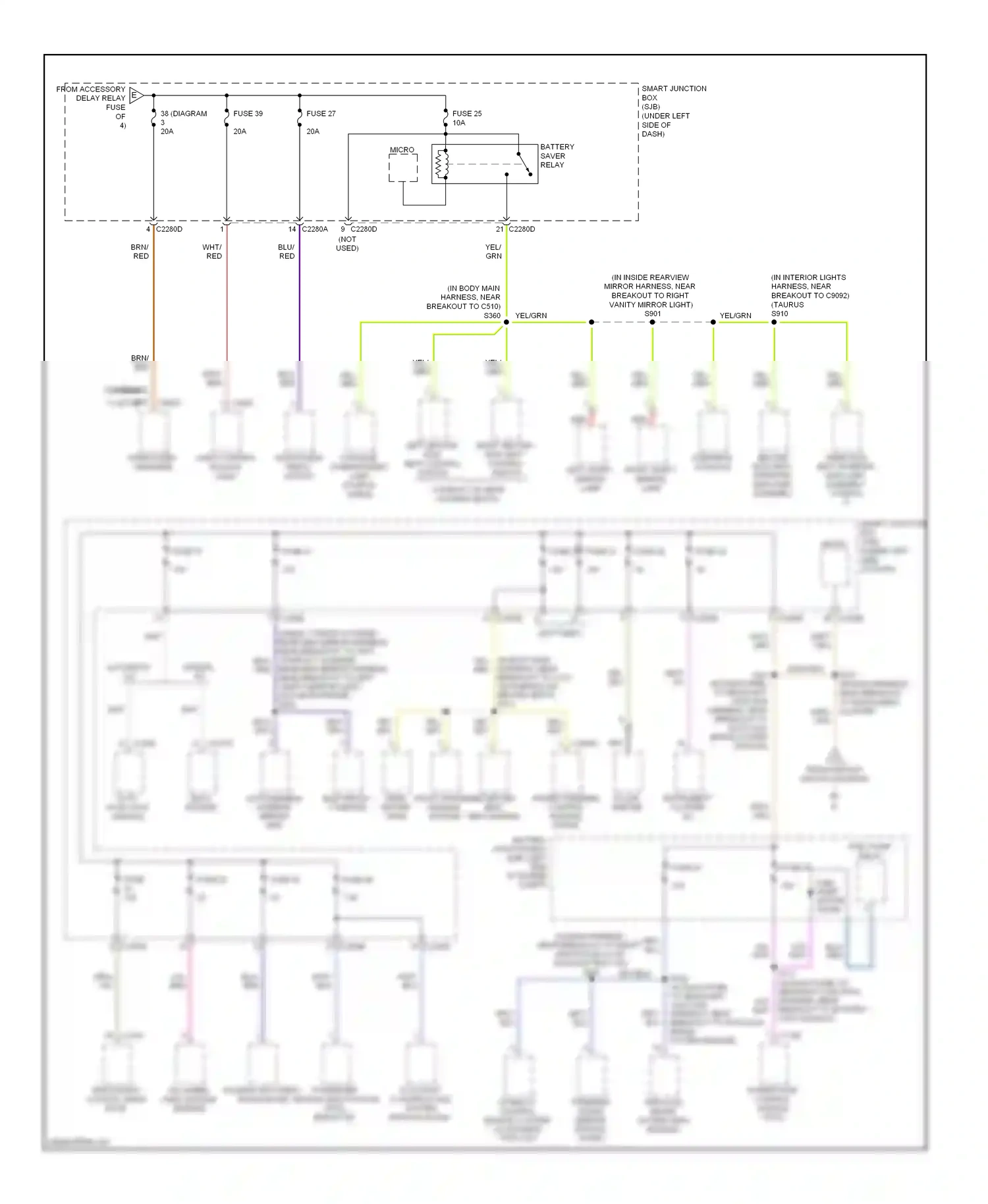 Ford Taurus V (2007-2009) subwoofer amplifier wiring diagram  (3 of 3)
