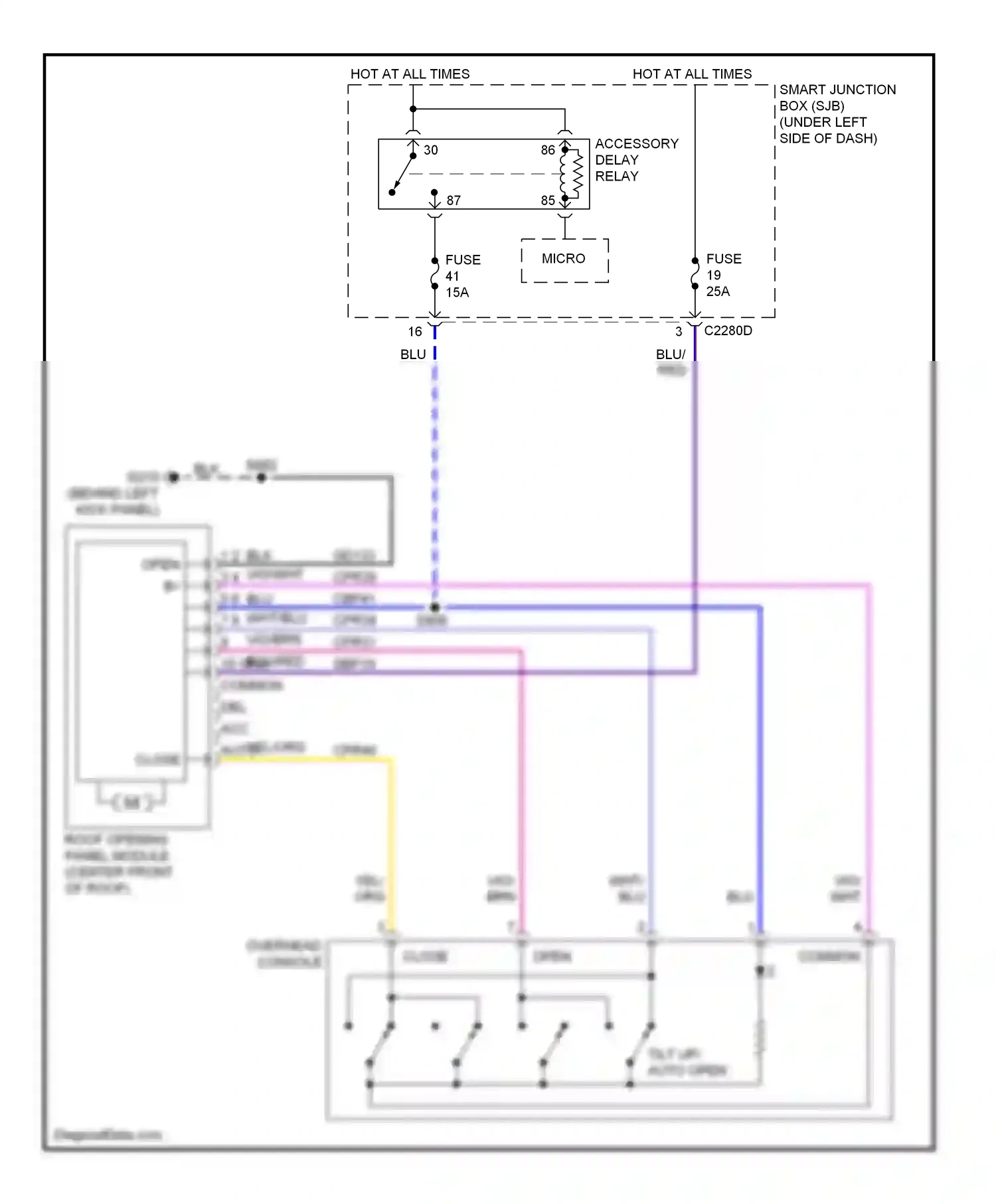 Ford Taurus V (2007-2009) yel/org wiring diagram  (15 of 19)