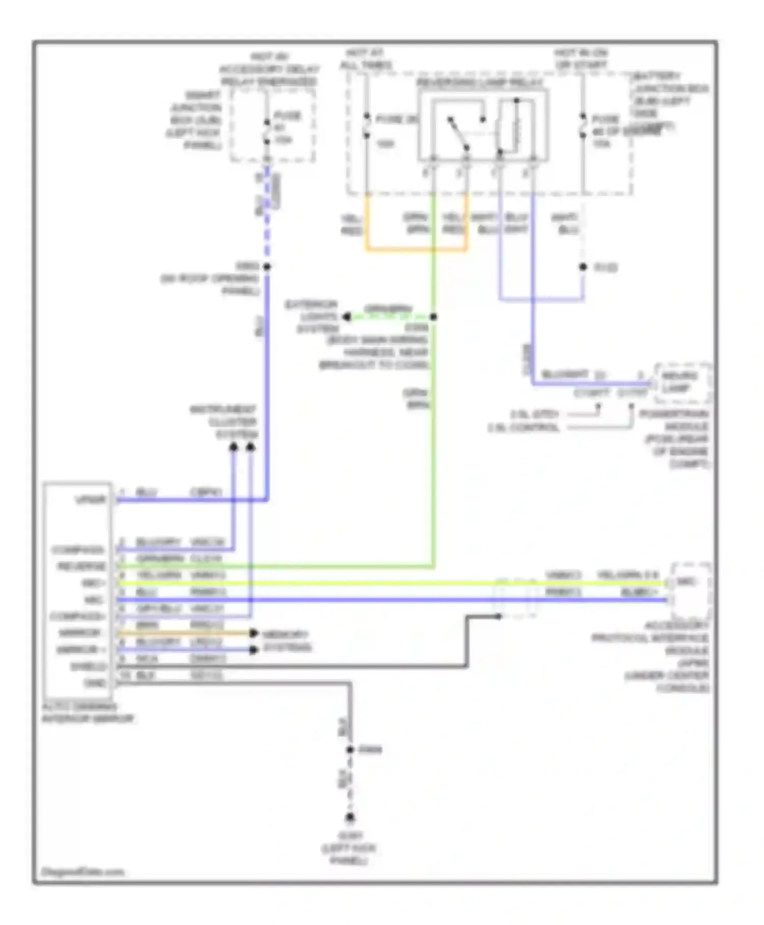 Taurus Ford VI (2009-2012): Electrochromic mirror circuit, with microphone