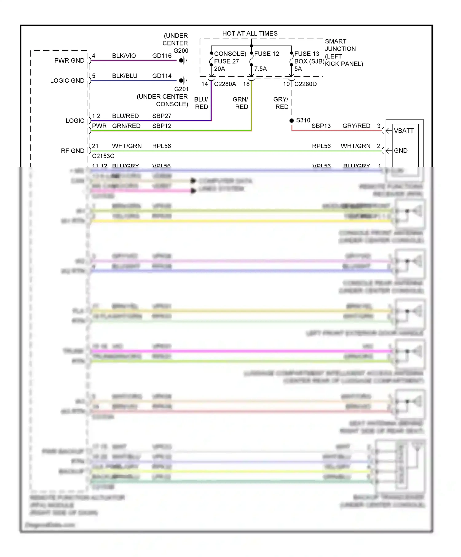 Wiring diagram 15 16 trunk trunk rtn for Ford Taurus VI (2009-2012) (1 of 1)
