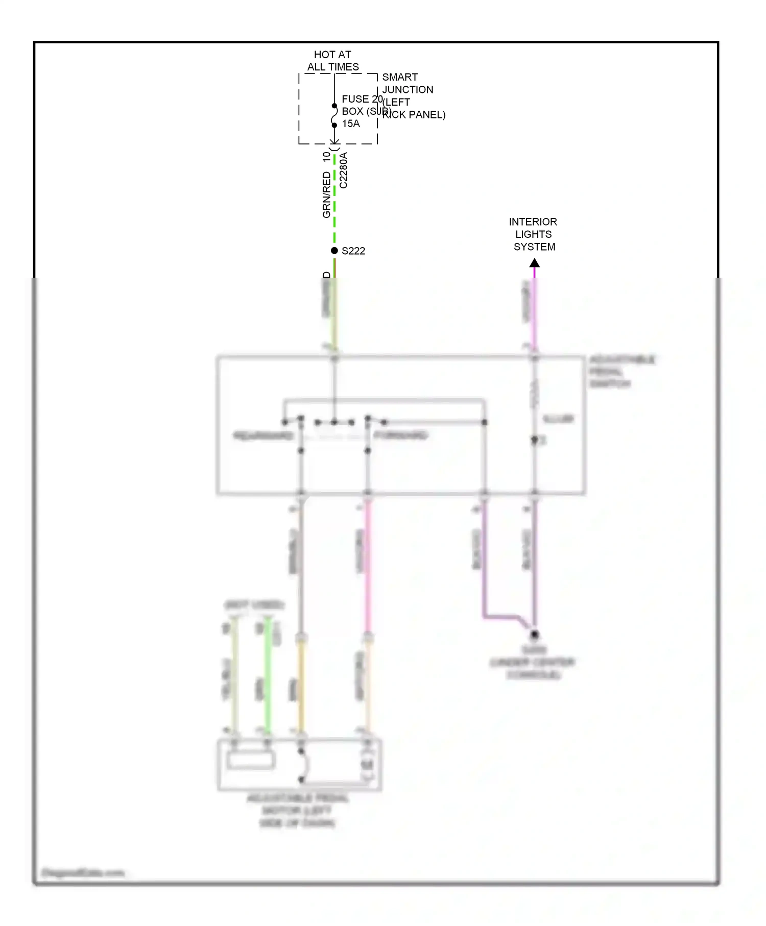 Wiring diagram adjustable pedal switch for Ford Taurus VI (2009-2012) (2 of 4)