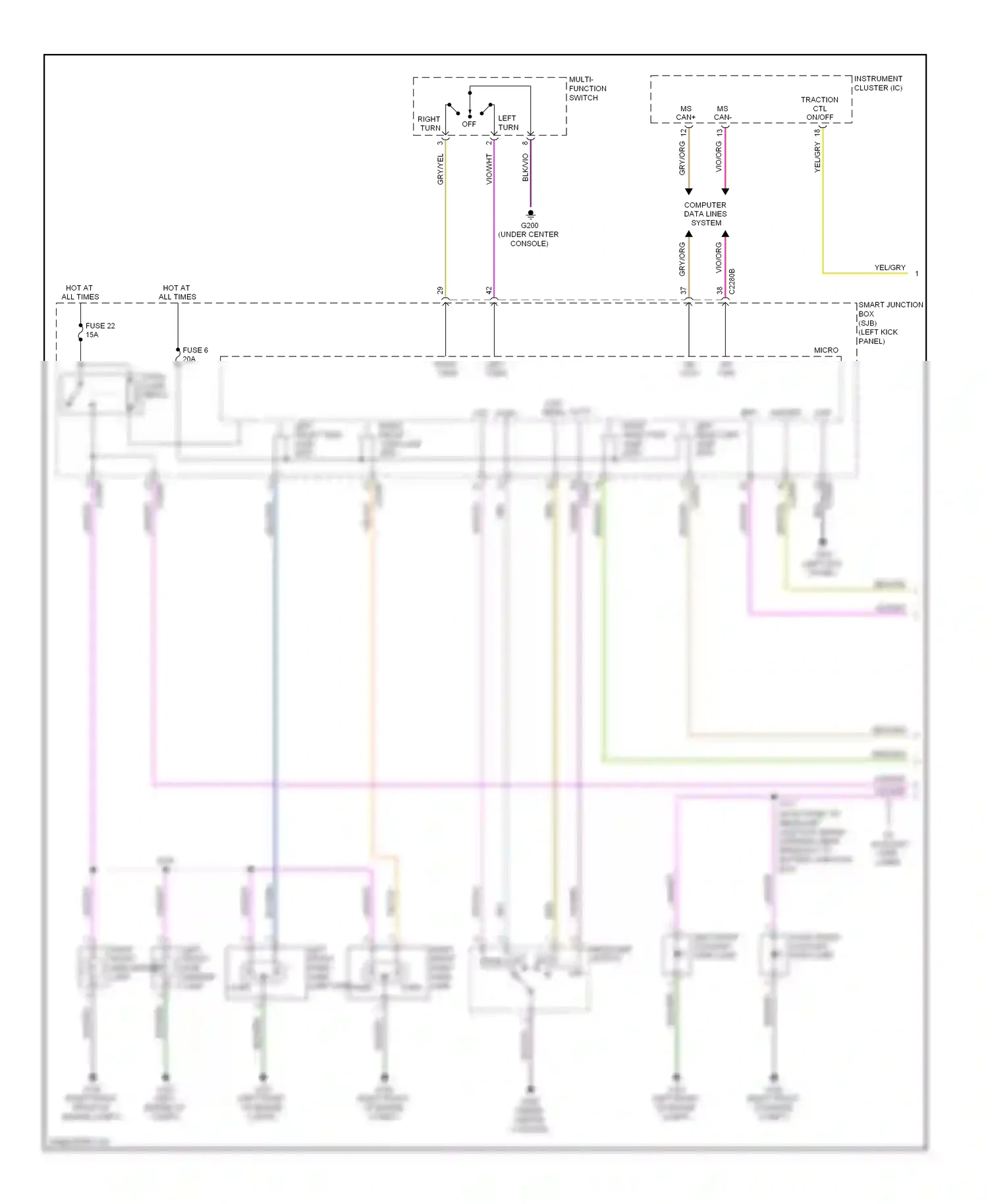 Wiring diagram left front park/ turn lamp turn for Ford Taurus VI (2009-2012) (1 of 1)
