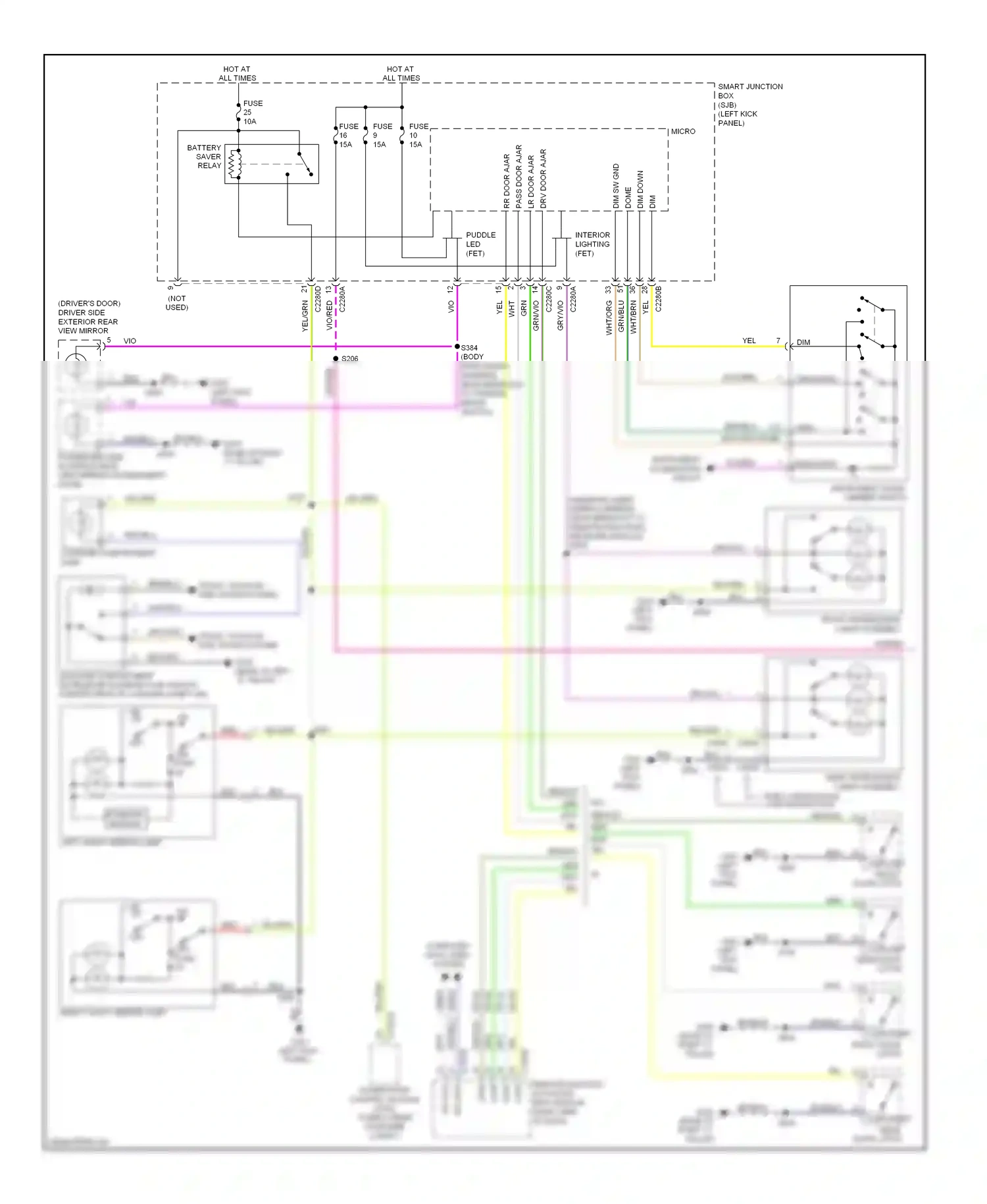 Ford Taurus VI (2009-2012) remote function actuator (rfa) module (right side of dash) wiring diagram  (2 of 11)