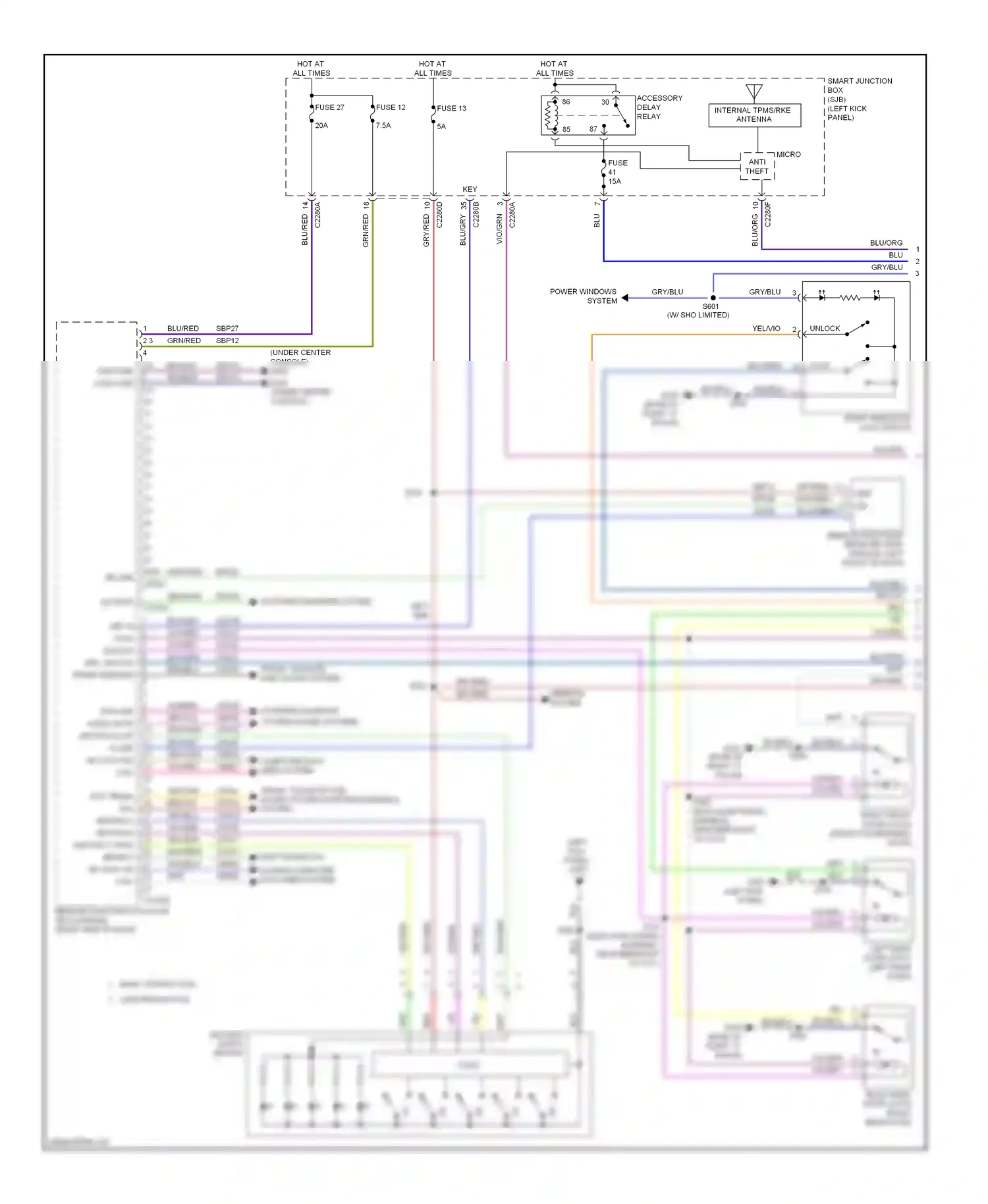 Wiring diagram shift interlock system computer data lines system for Ford Taurus VI (2009-2012) (1 of 2)