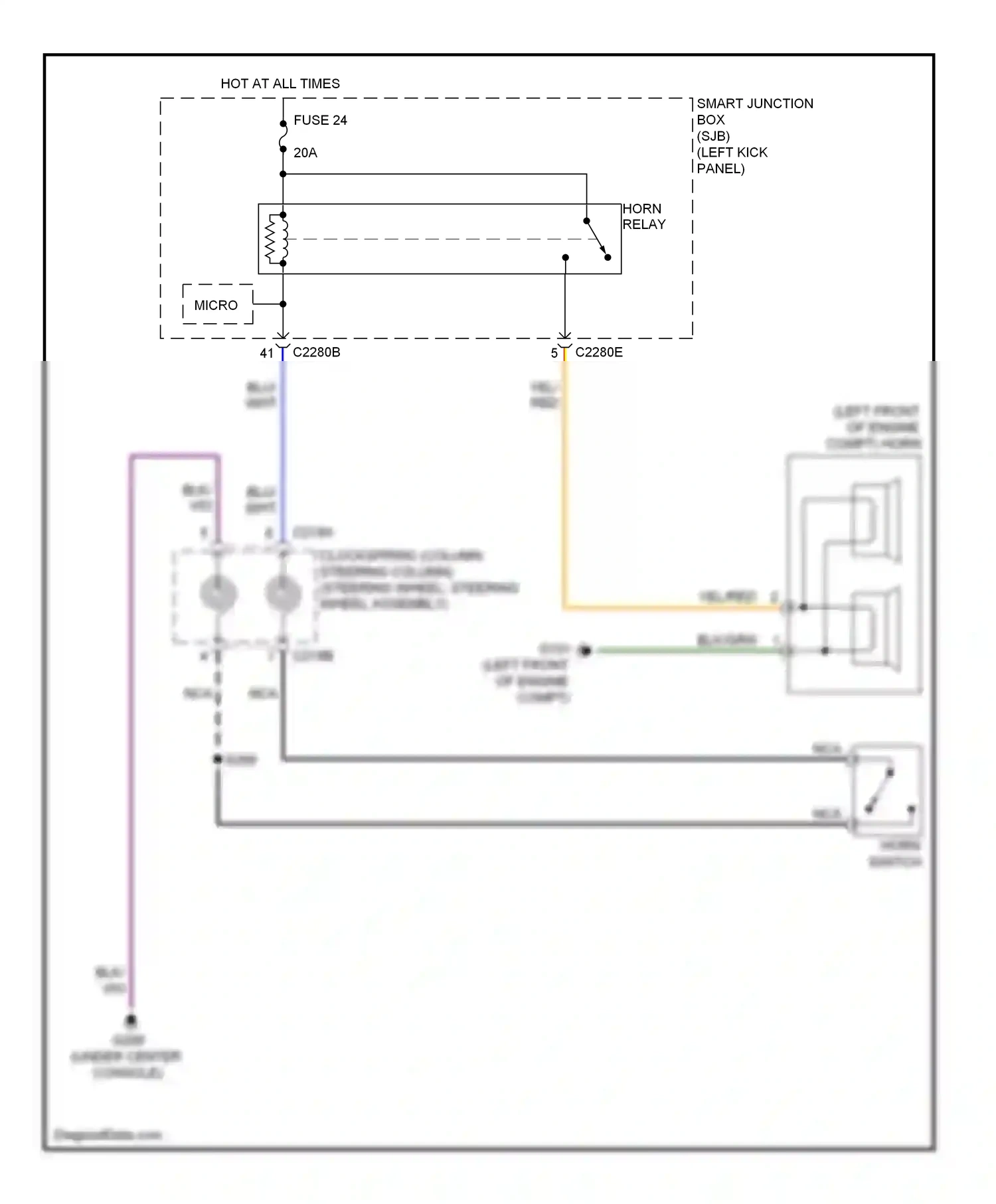 Wiring diagram yel/red for Ford Taurus VI (2009-2012) (7 of 17)