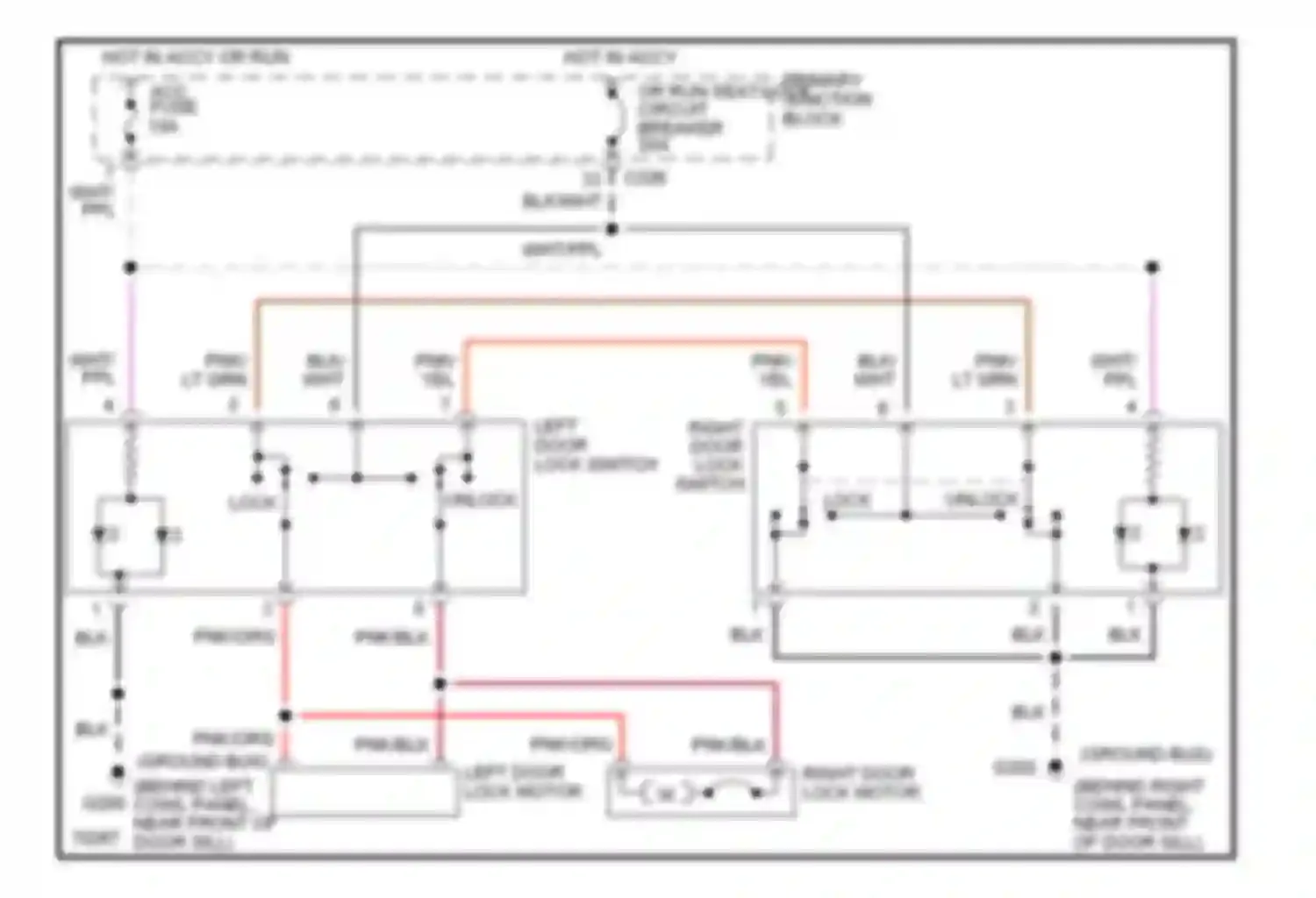 Thunderbird Ford X (1988-1997): Door lock circuit