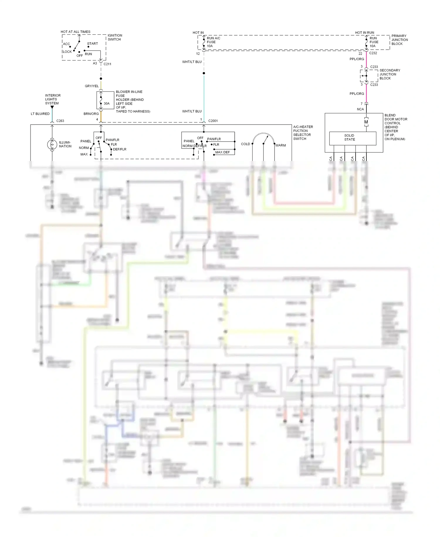 Wiring diagram blower motor switch for Ford Thunderbird X (1988-1997) (1 of 4)
