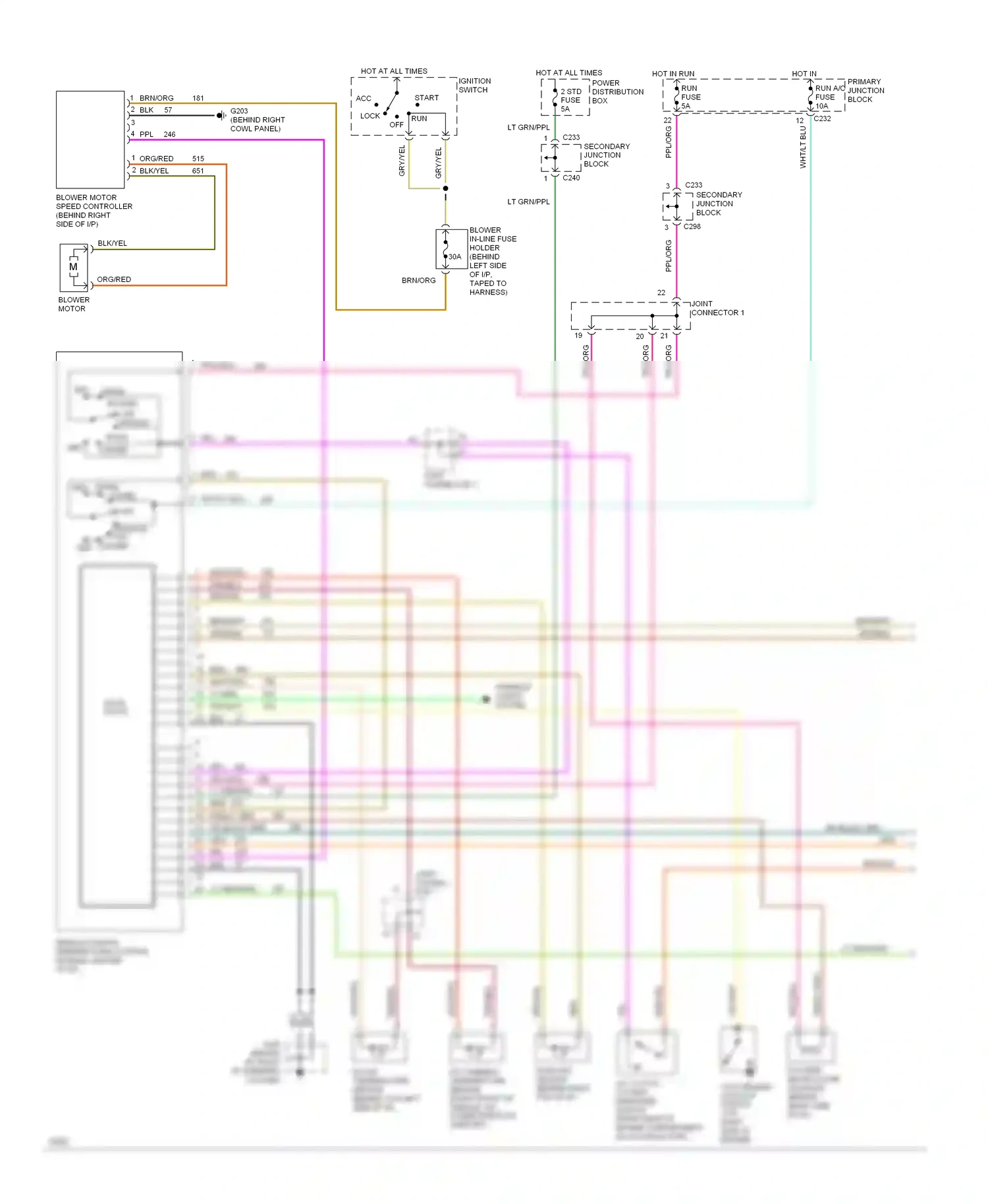 Wiring diagram brn/org for Ford Thunderbird X (1988-1997) (1 of 19)