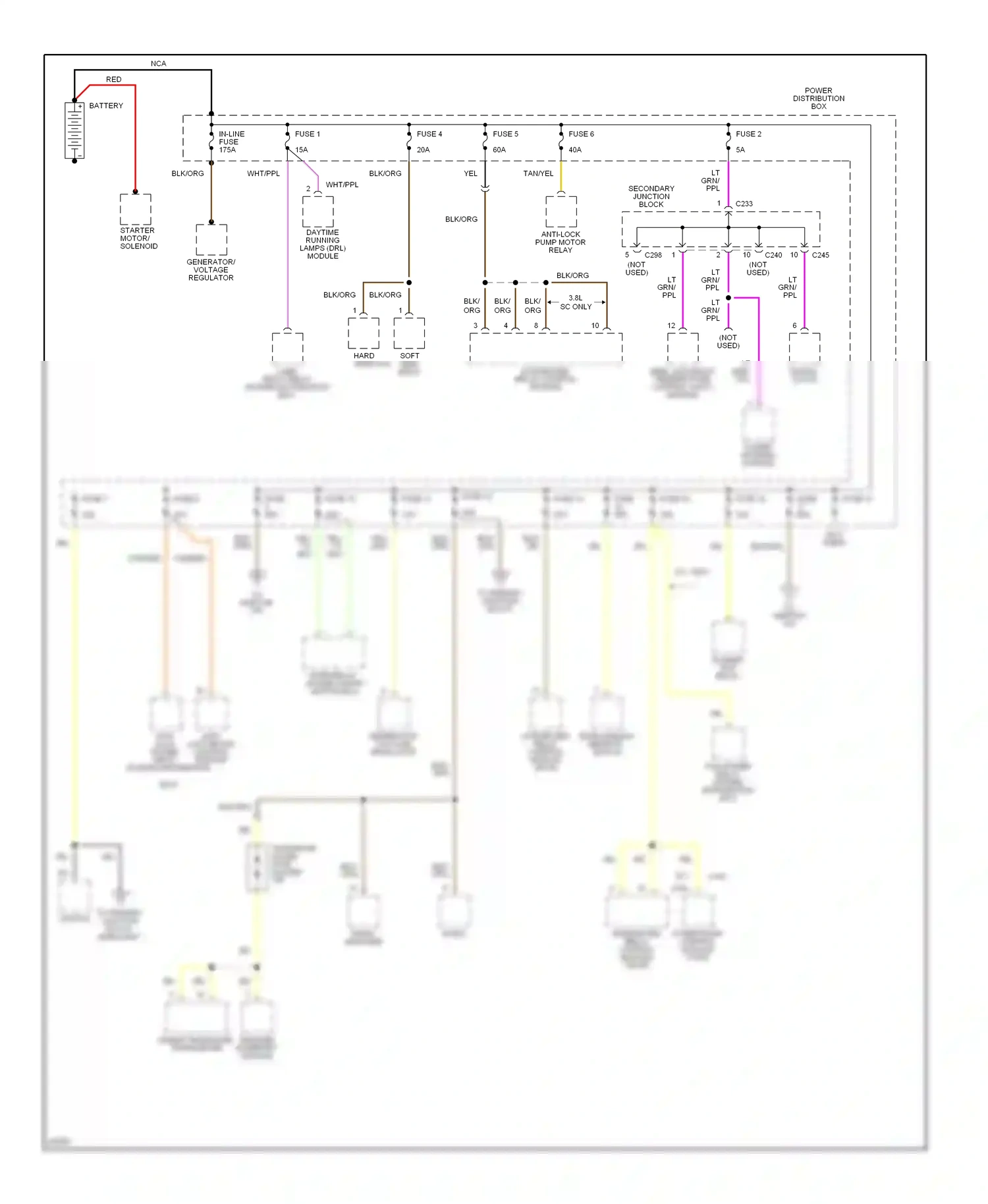 Wiring diagram fuse 7 for Ford Thunderbird X (1988-1997) (1 of 1)