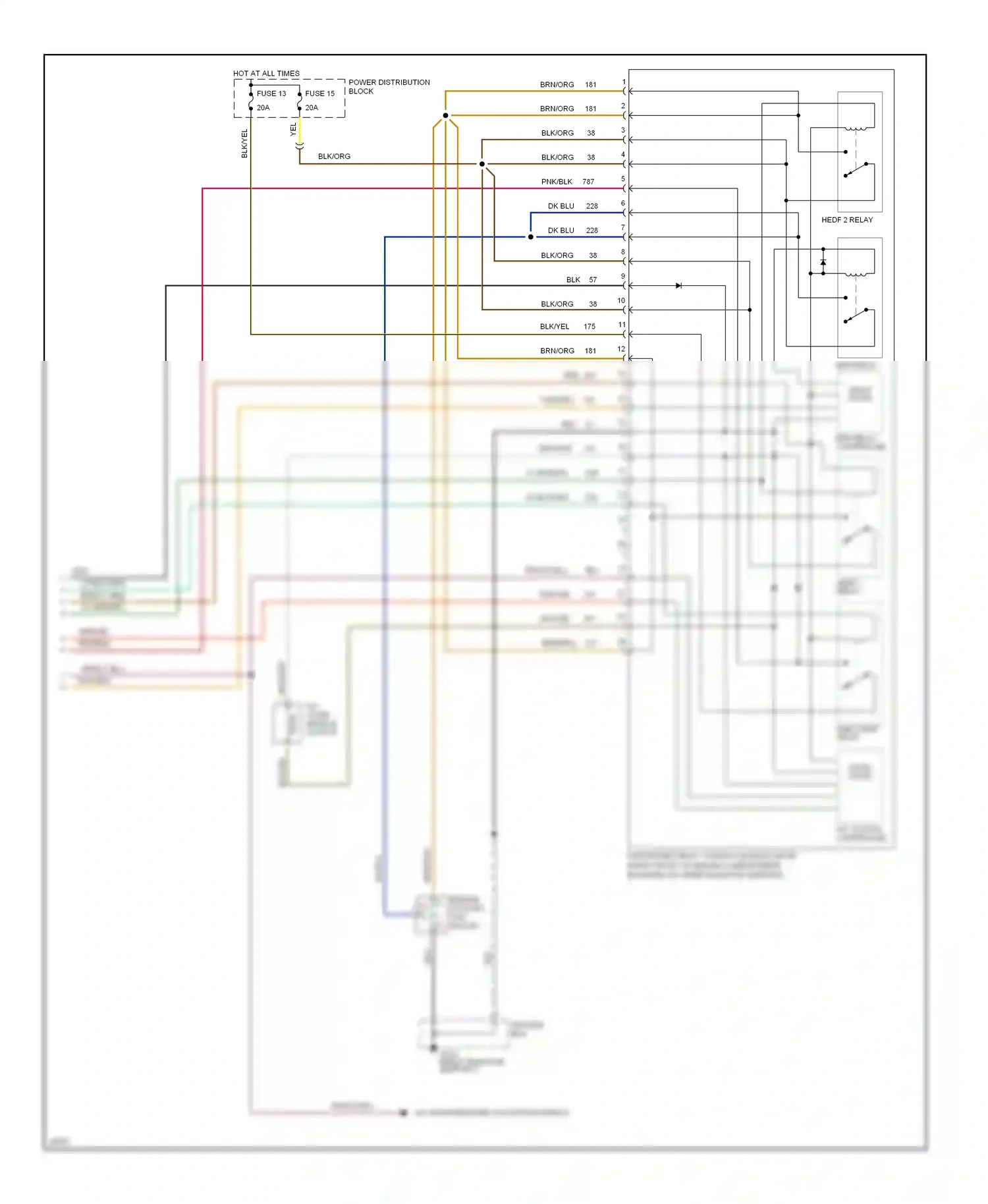 Wiring diagram hedf 2 relay for Ford Thunderbird X (1988-1997) (3 of 3)
