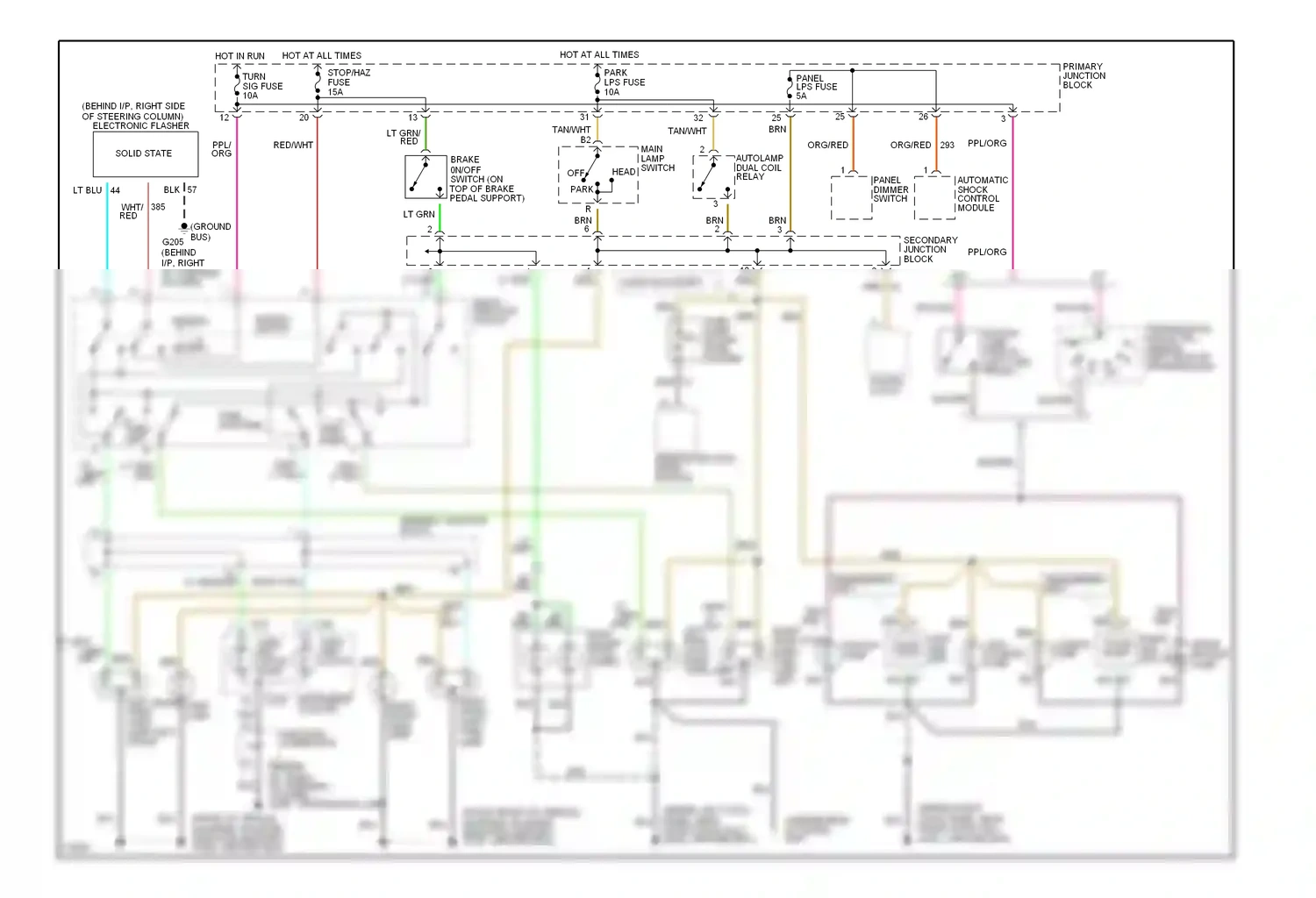 Wiring diagram junction connector for Ford Thunderbird X (1988-1997) (1 of 4)