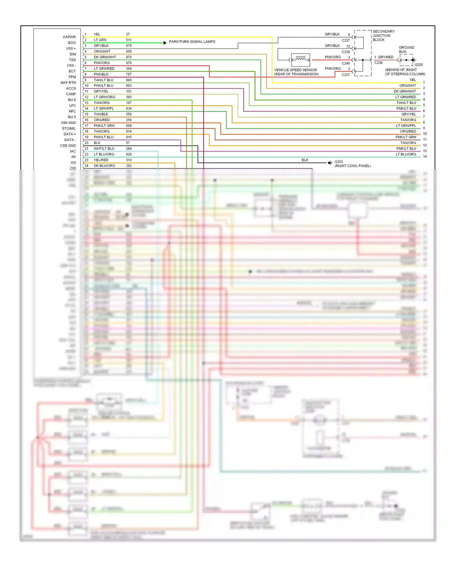 Ford Thunderbird X (1988-1997) left wiring diagram  (1 of 2)