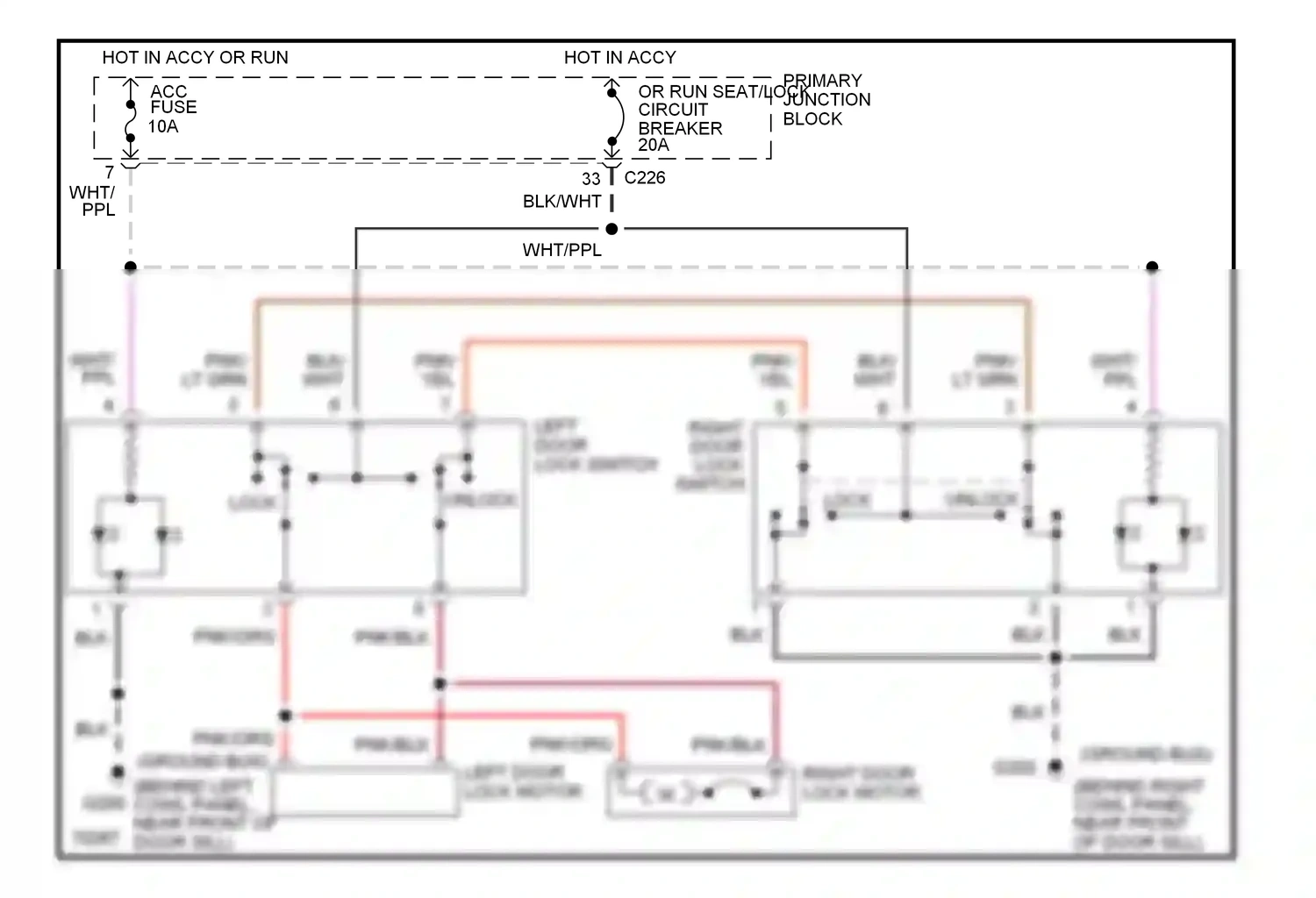 Ford Thunderbird X (1988-1997) lock wiring diagram  (1 of 4)