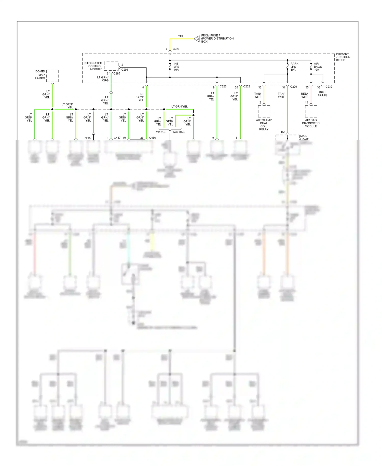 Wiring diagram main light switch for Ford Thunderbird X (1988-1997) (7 of 8)