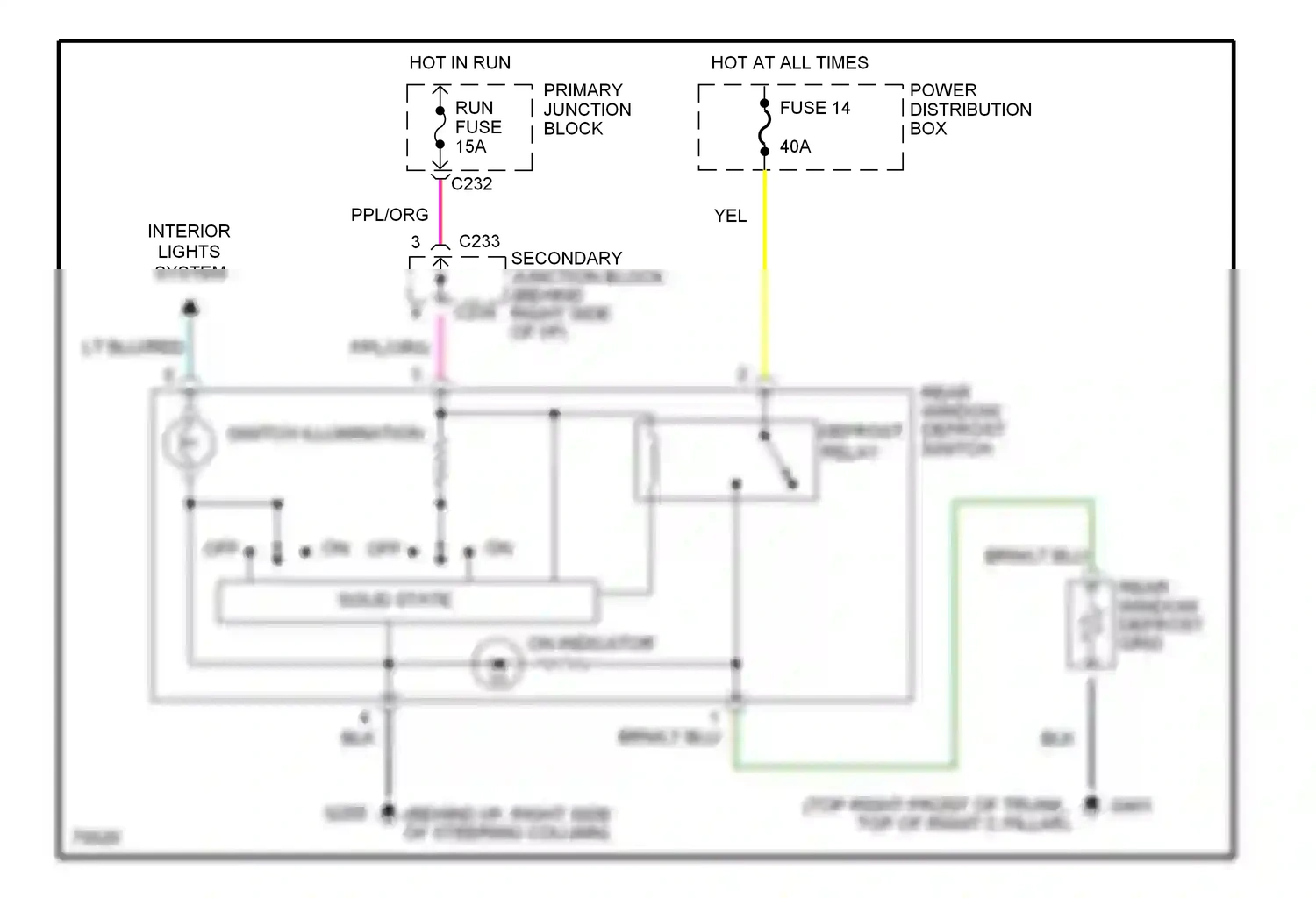 Wiring diagram on indicator for Ford Thunderbird X (1988-1997) (3 of 5)