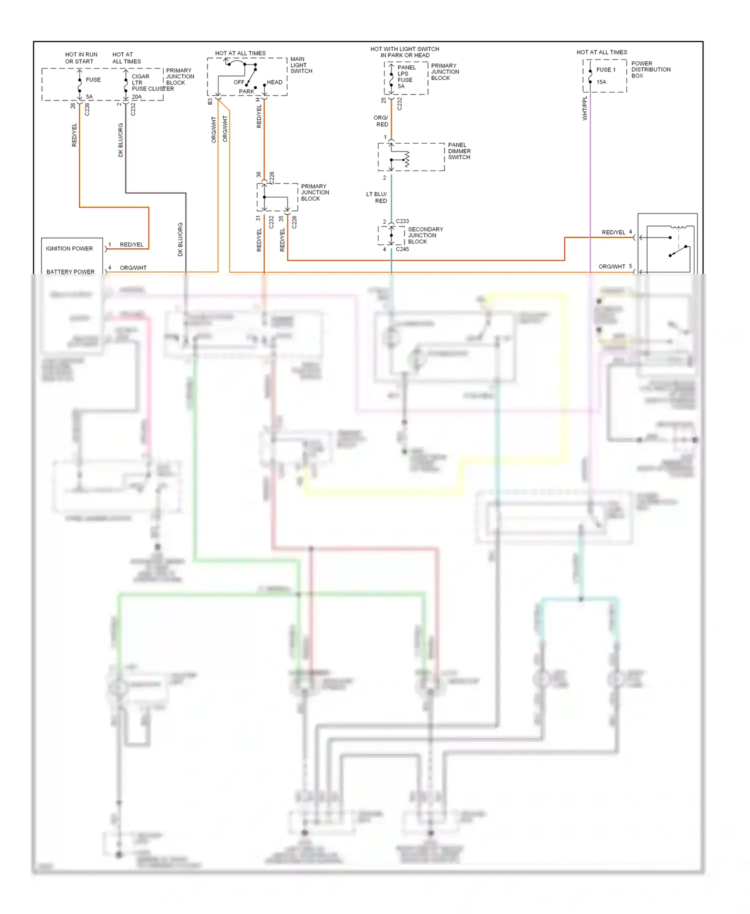 Wiring diagram on indicator for Ford Thunderbird X (1988-1997) (2 of 5)