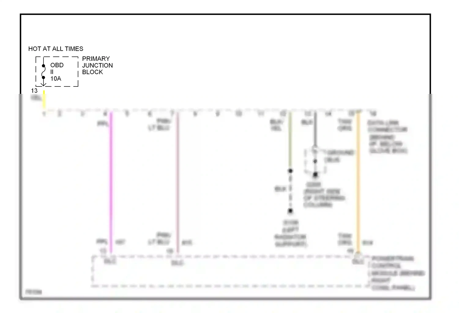 Ford Thunderbird X (1988-1997) powertrain control module (behind right cowl panel) dlc wiring diagram  (1 of 1)