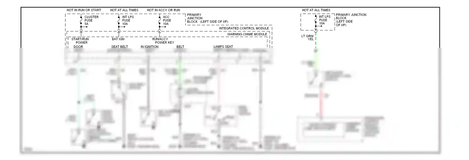 Wiring diagram seat belt switch for Ford Thunderbird X (1988-1997) (2 of 2)
