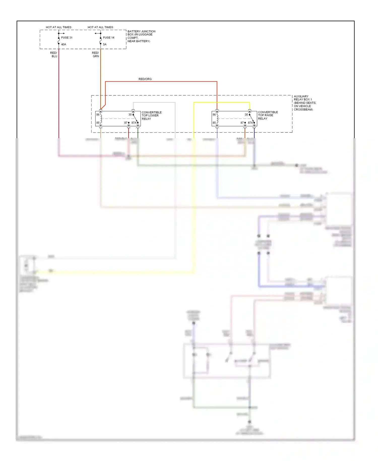 Ford Thunderbird XI (2000-2005) convertible top lower relay wiring diagram  (4 of 4)