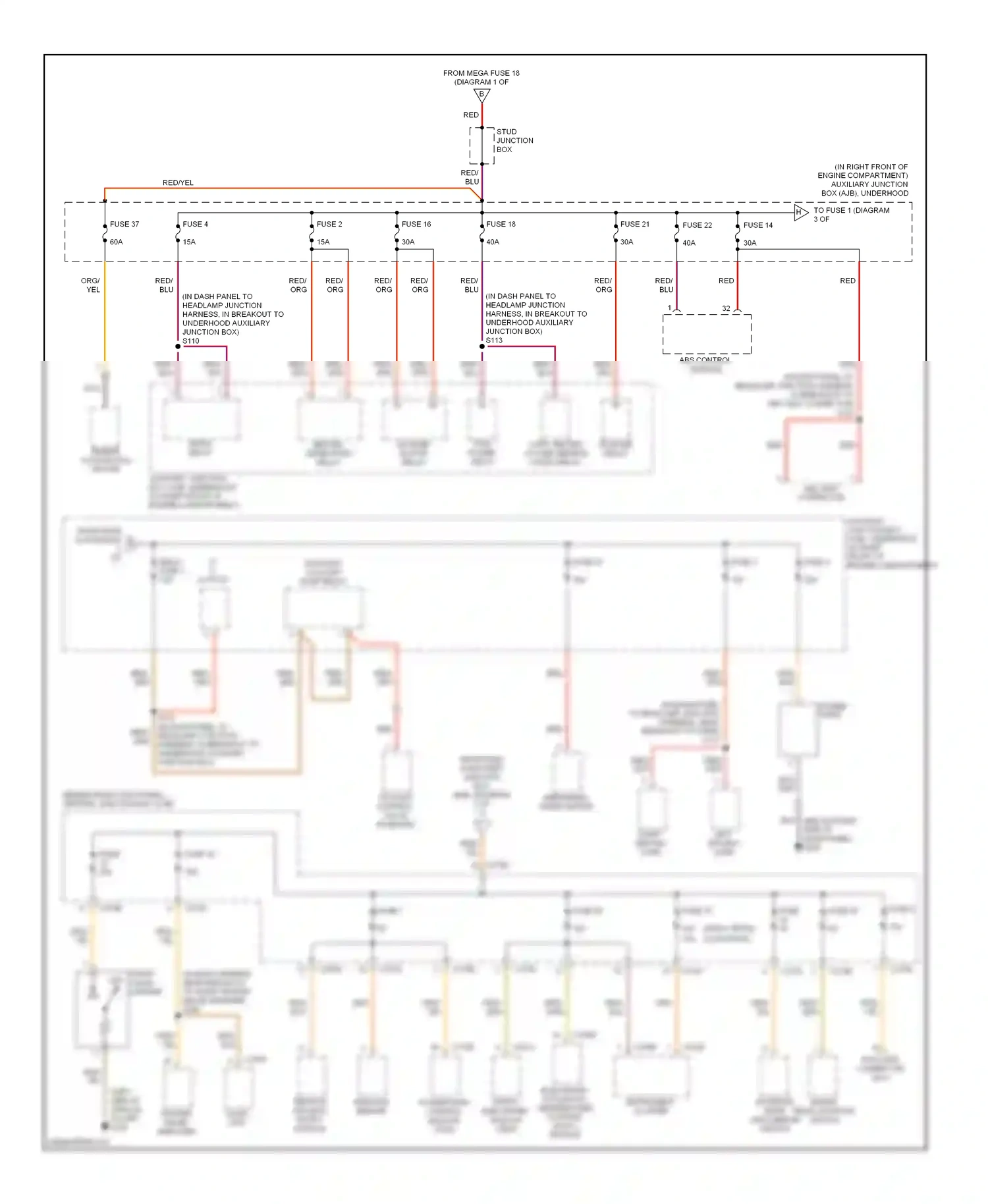 Ford Thunderbird XI (2000-2005) data link connector (dlc) wiring diagram  (2 of 2)