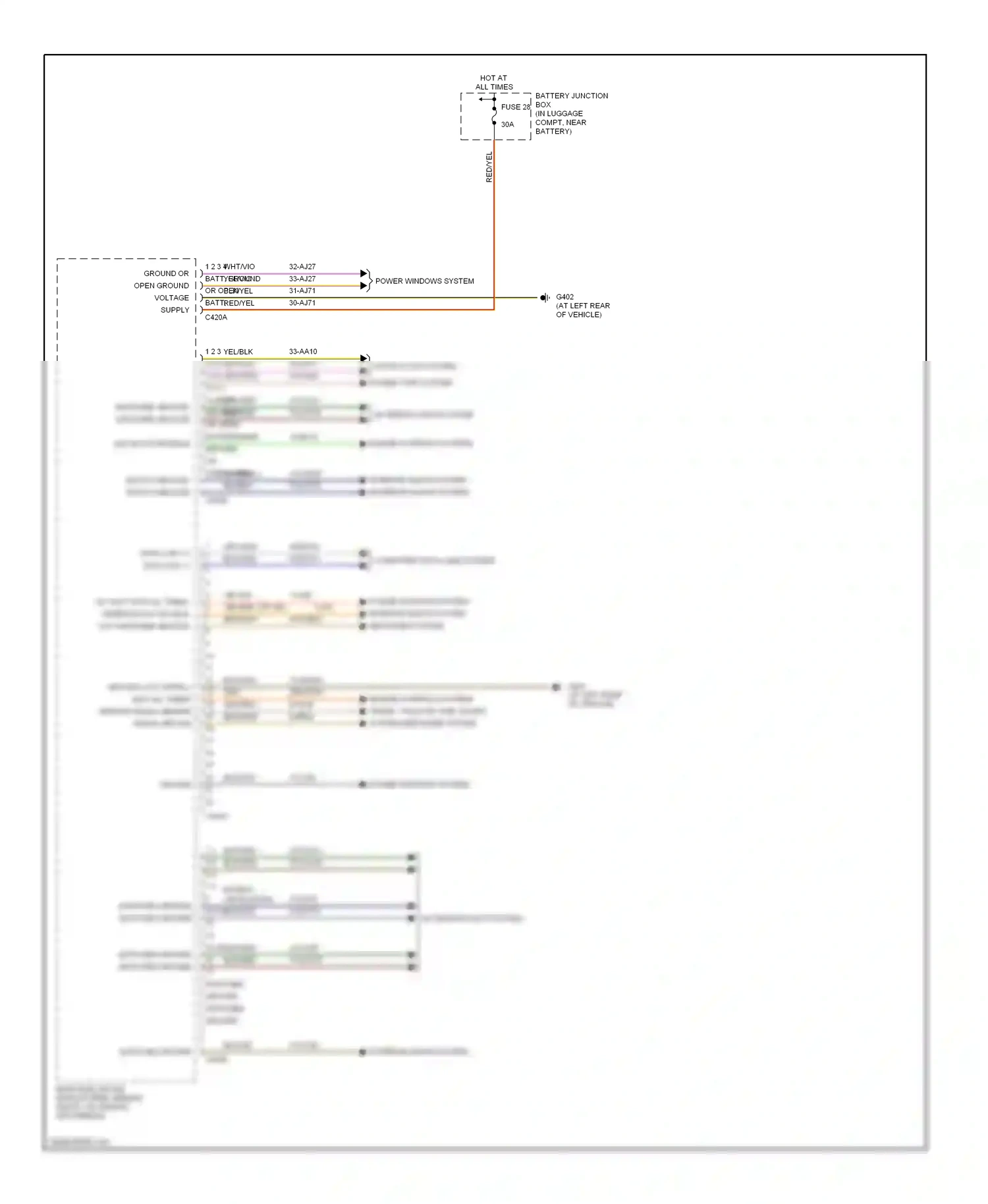 Ford Thunderbird XI (2000-2005) door locks system wiring diagram  (1 of 2)