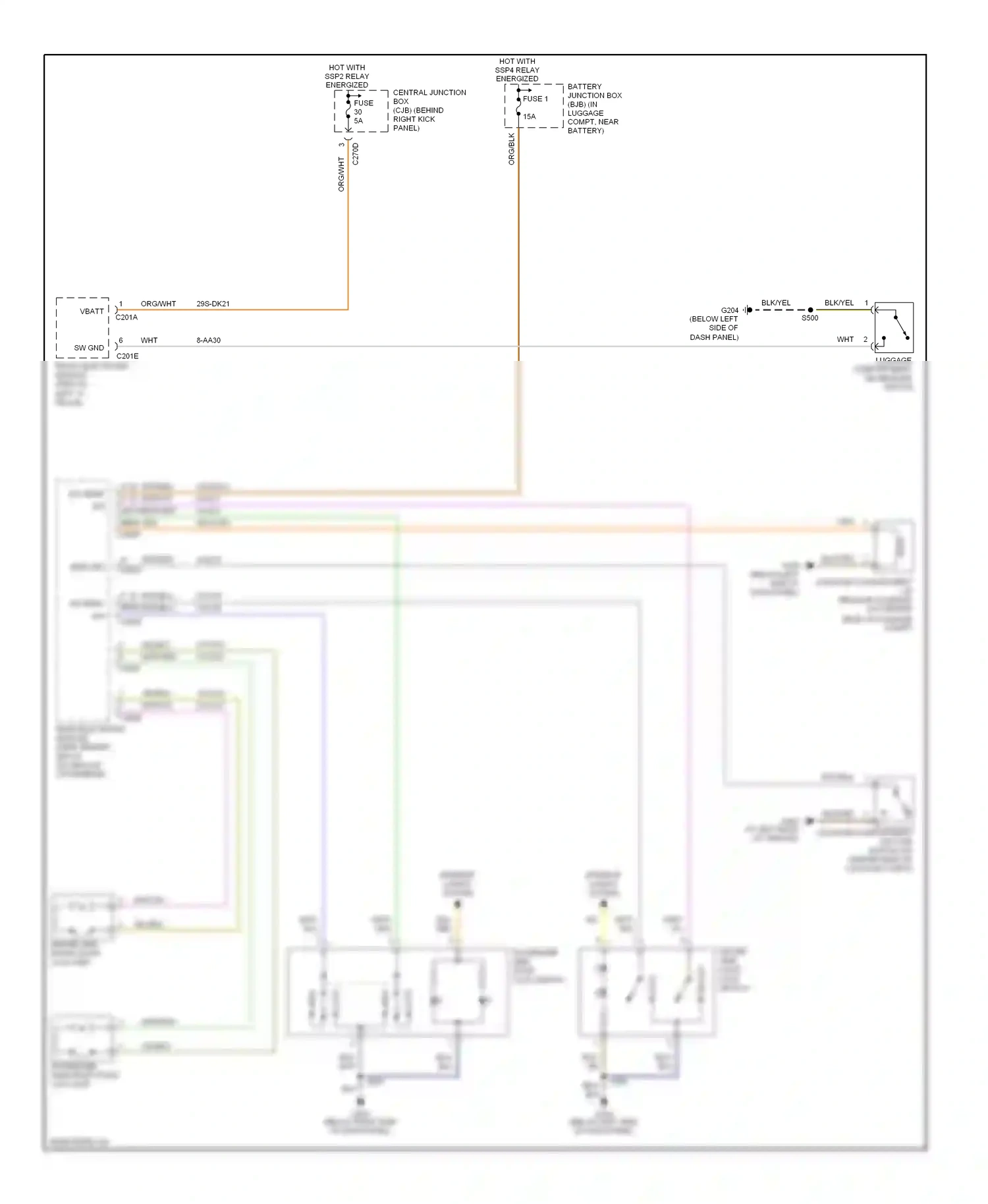 Ford Thunderbird XI (2000-2005) driver side front door lock unit wiring diagram  (2 of 2)