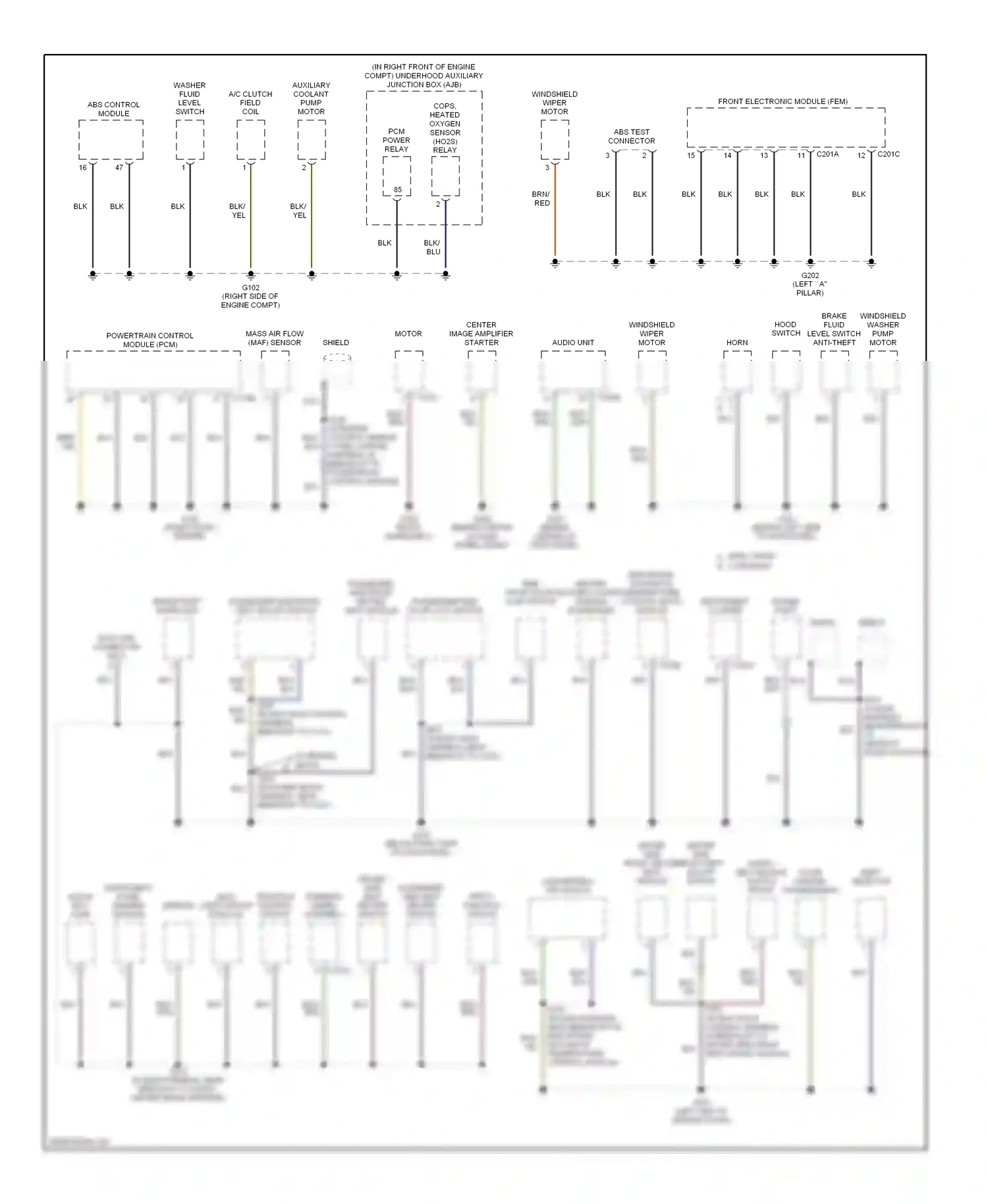 Ford Thunderbird XI (2000-2005) driver side front heated seat module wiring diagram  (1 of 3)