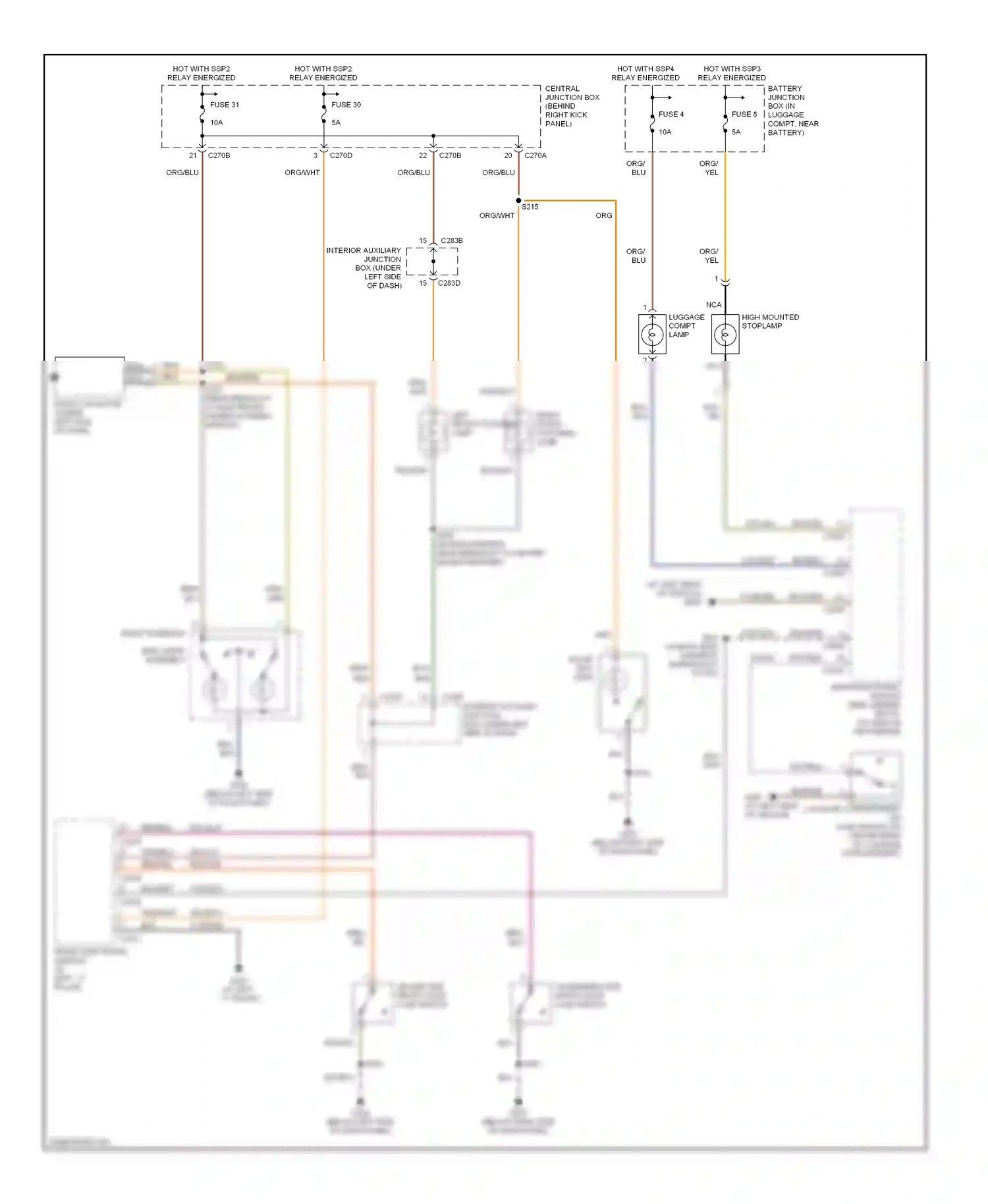 Ford Thunderbird XI (2000-2005) front electronic module (in left ``a" pillar) wiring diagram  (4 of 13)