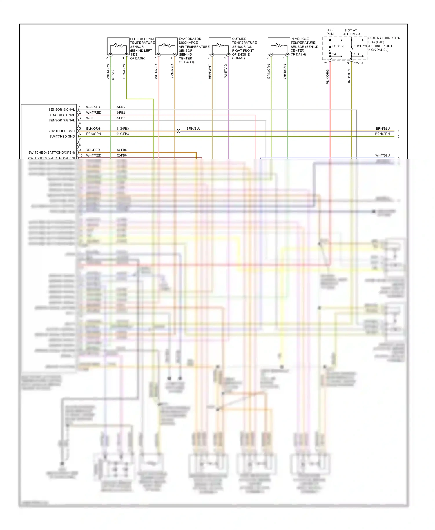 Ford Thunderbird XI (2000-2005) left discharge temperature sensor (behind left side of dash) wiring diagram  (1 of 1)