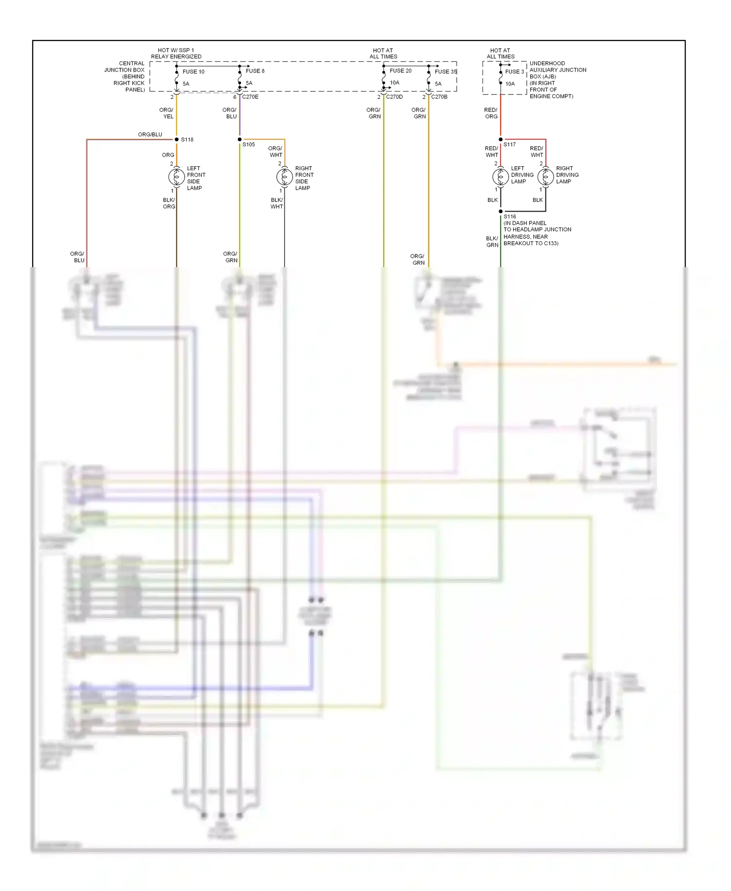 Ford Thunderbird XI (2000-2005) left driving lamp wiring diagram  (1 of 2)