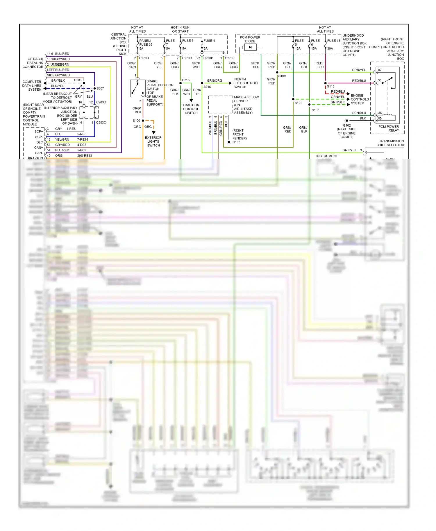 Ford Thunderbird XI (2000-2005) manual mode switch wiring diagram  (1 of 1)