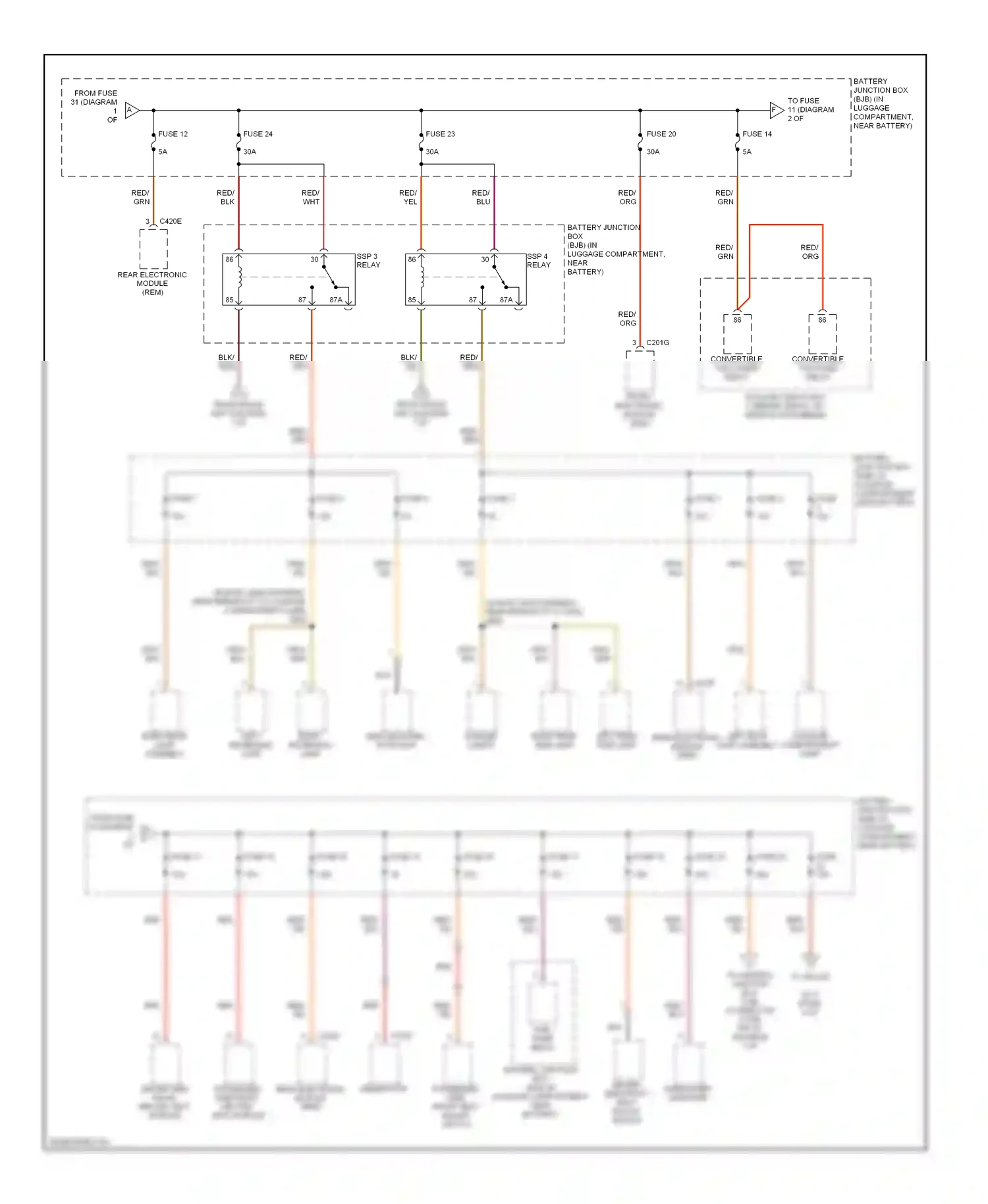 Ford Thunderbird XI (2000-2005) rear electronic module (rem) wiring diagram  (3 of 3)