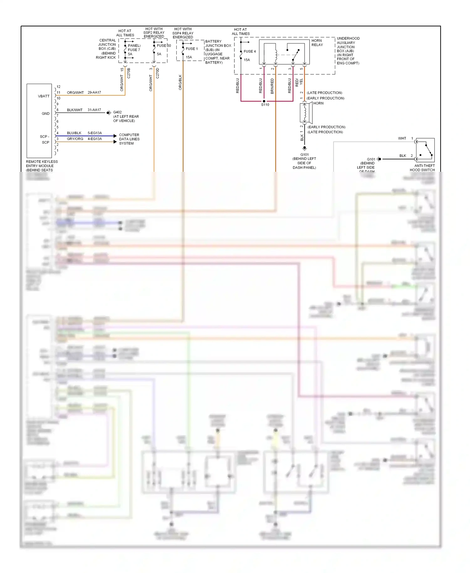 Ford Thunderbird XI (2000-2005) yel/blk wiring diagram  (5 of 8)