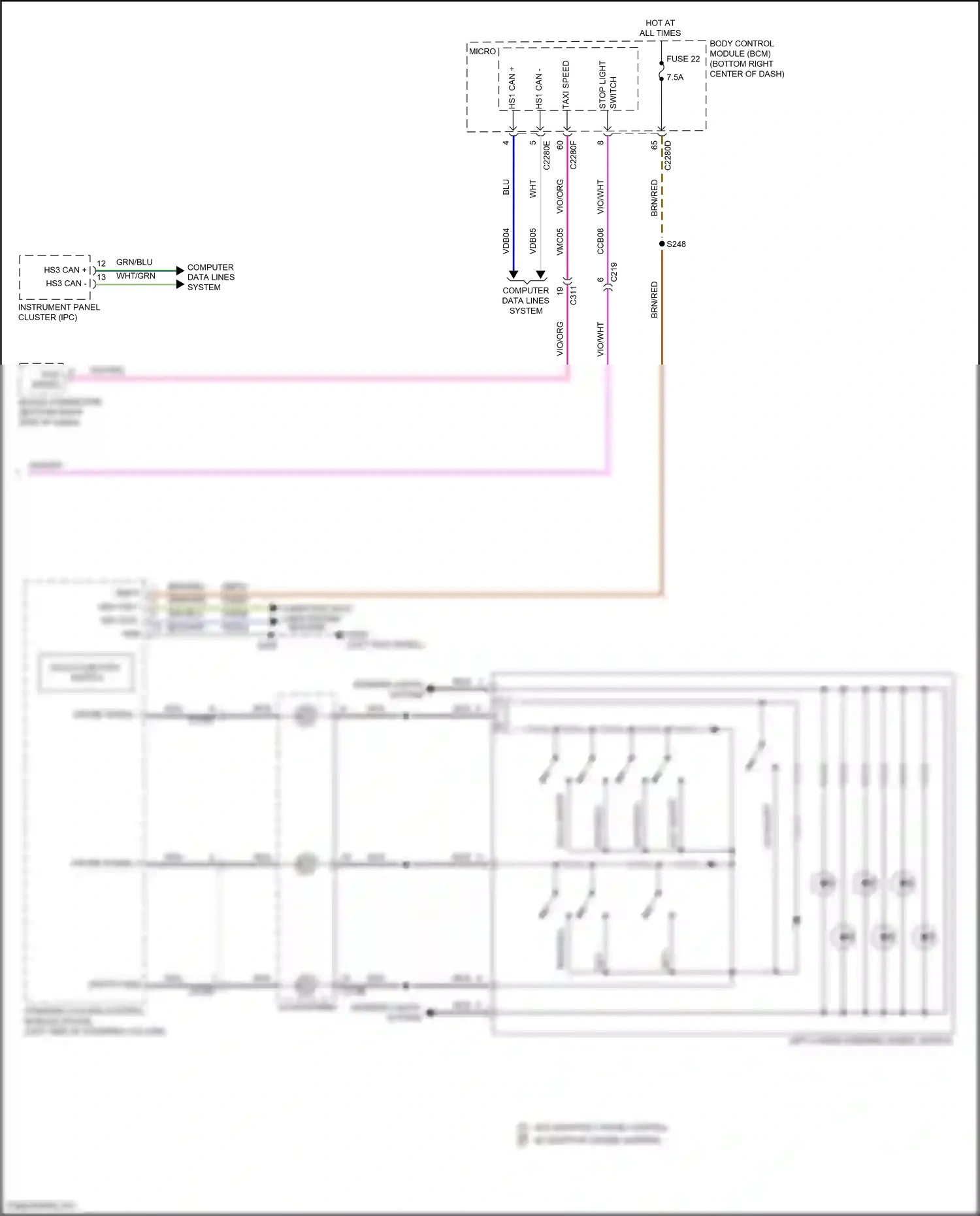 Ford Transit Connect II facelift (2018-2024) multi- function switch wiring diagram  (2 of 4)