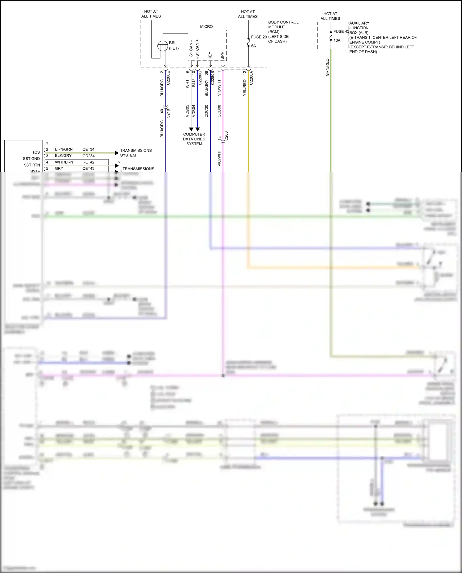 Wiring diagram fuse 43 for Ford Transit T8 (2023-2024) (7 of 10)